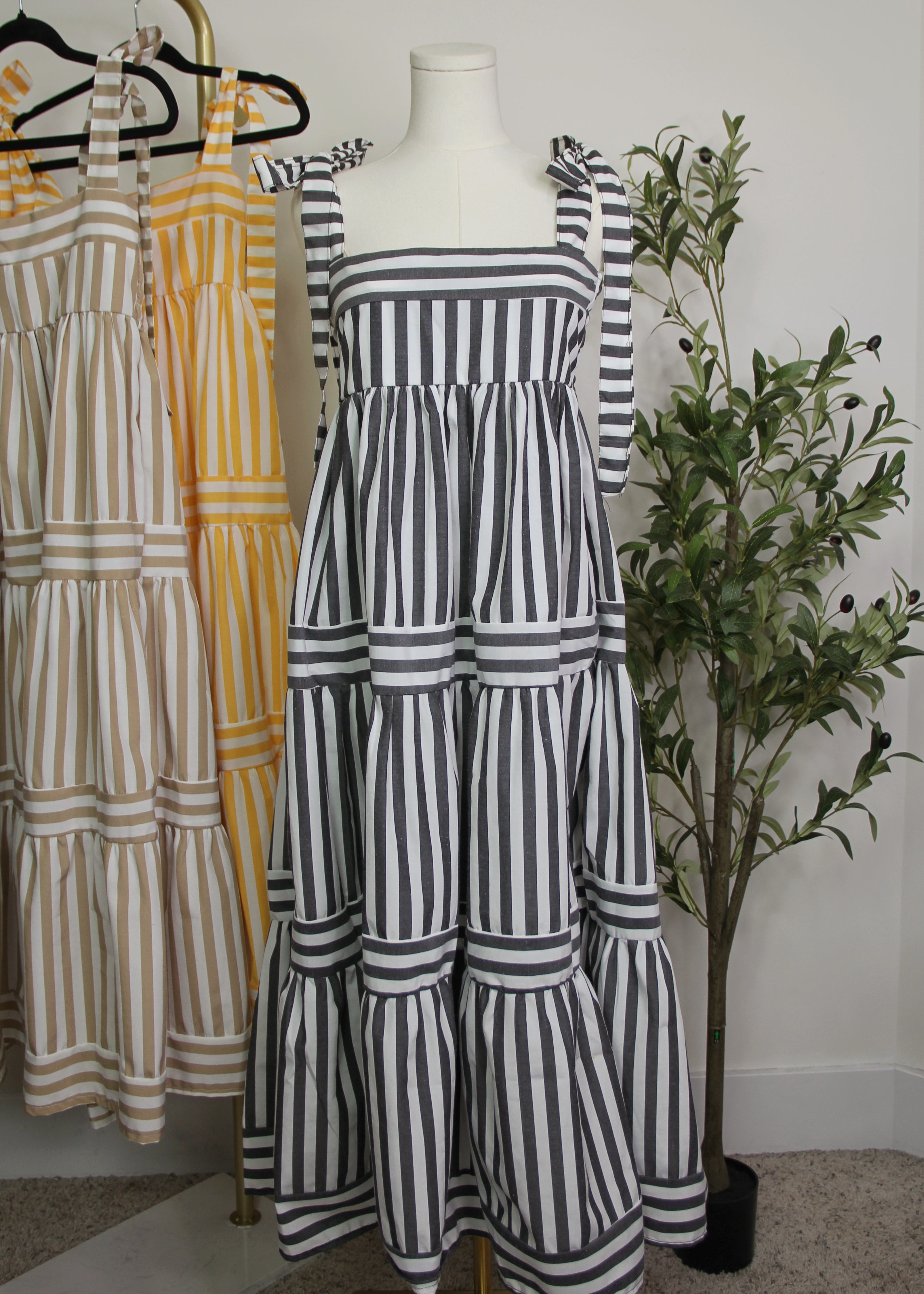 Striped Tie Strap Maxi