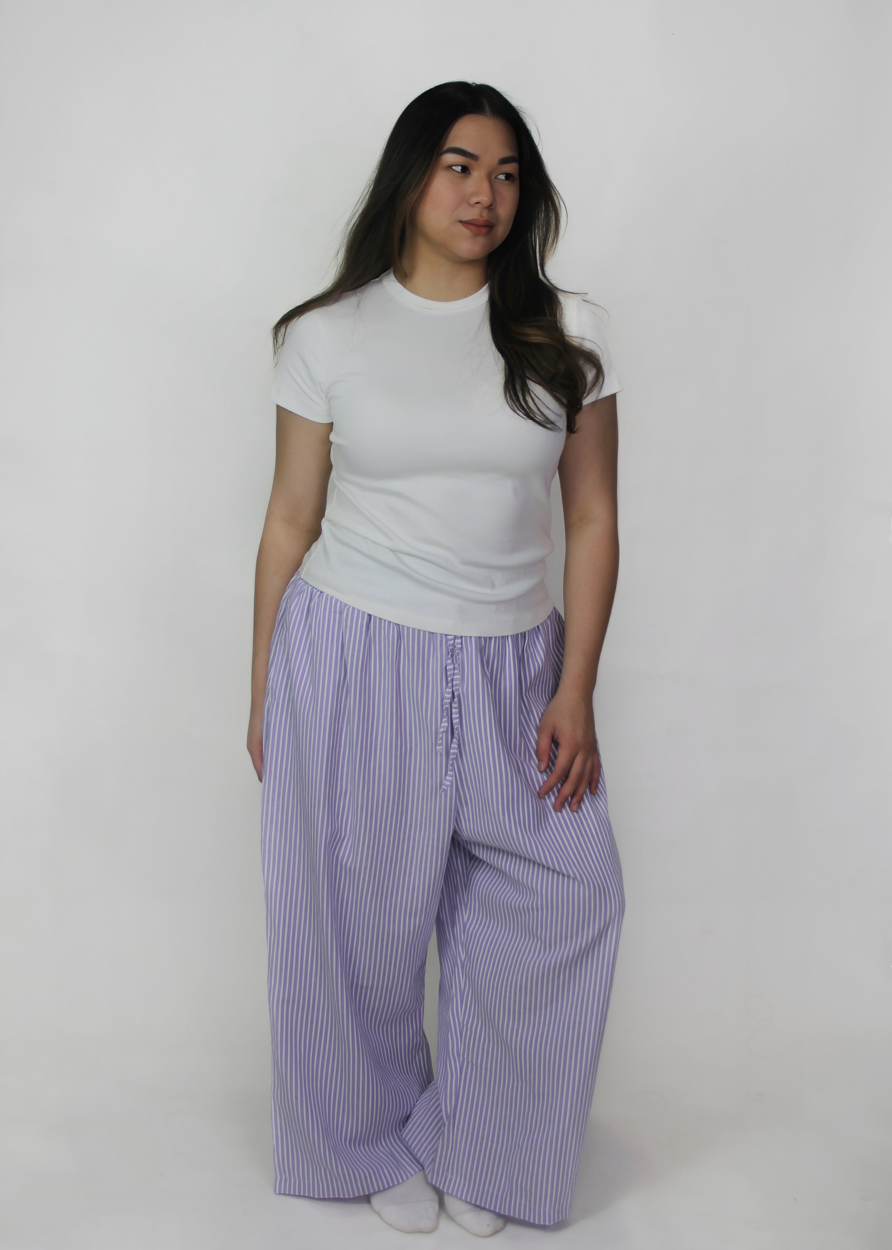 Striped Linen Wide Leg Pants