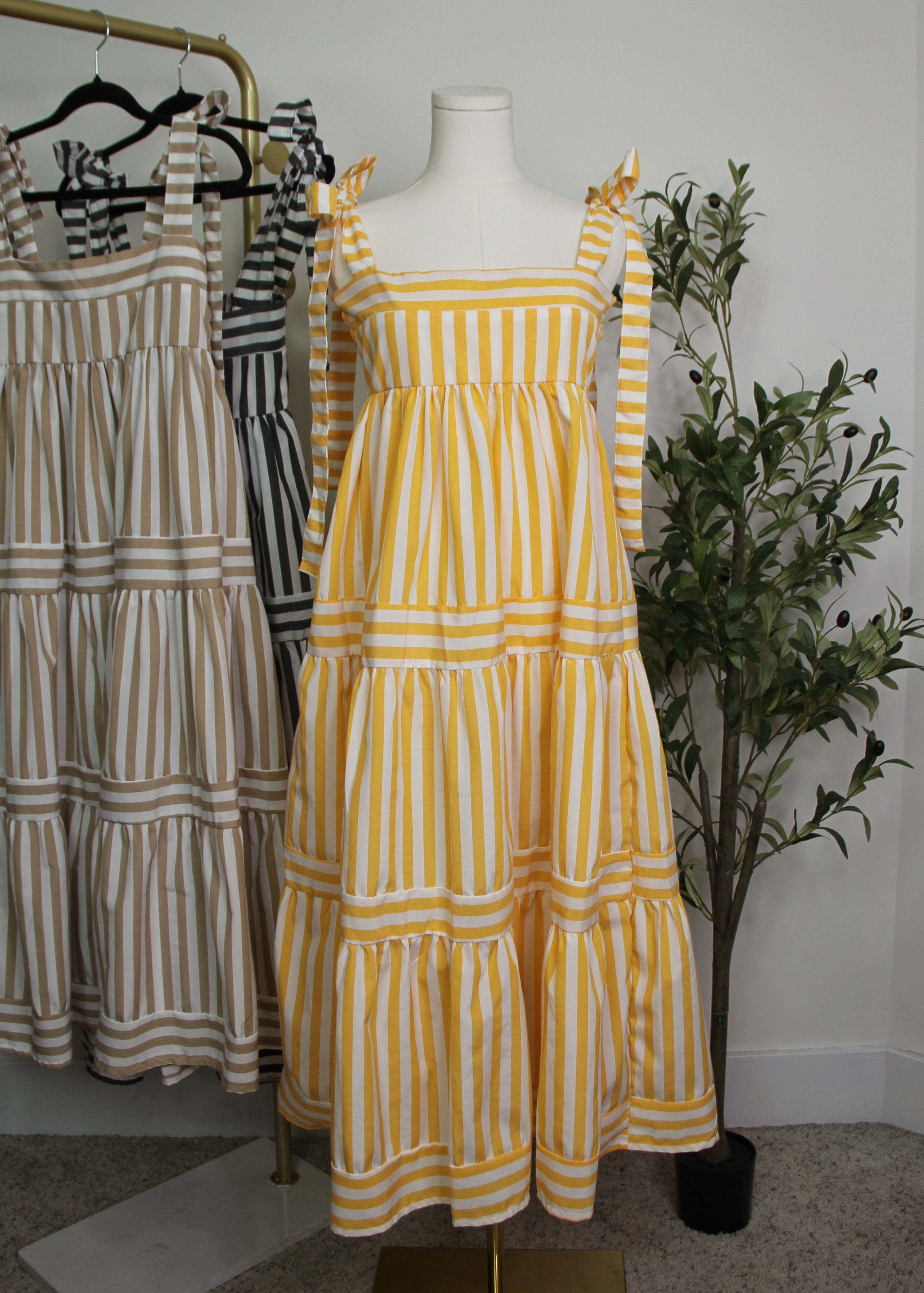 Striped Tie Strap Maxi