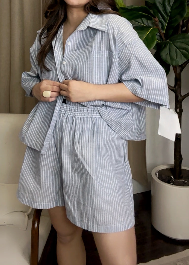 Blue Stripe Relaxed Co-Ord Set