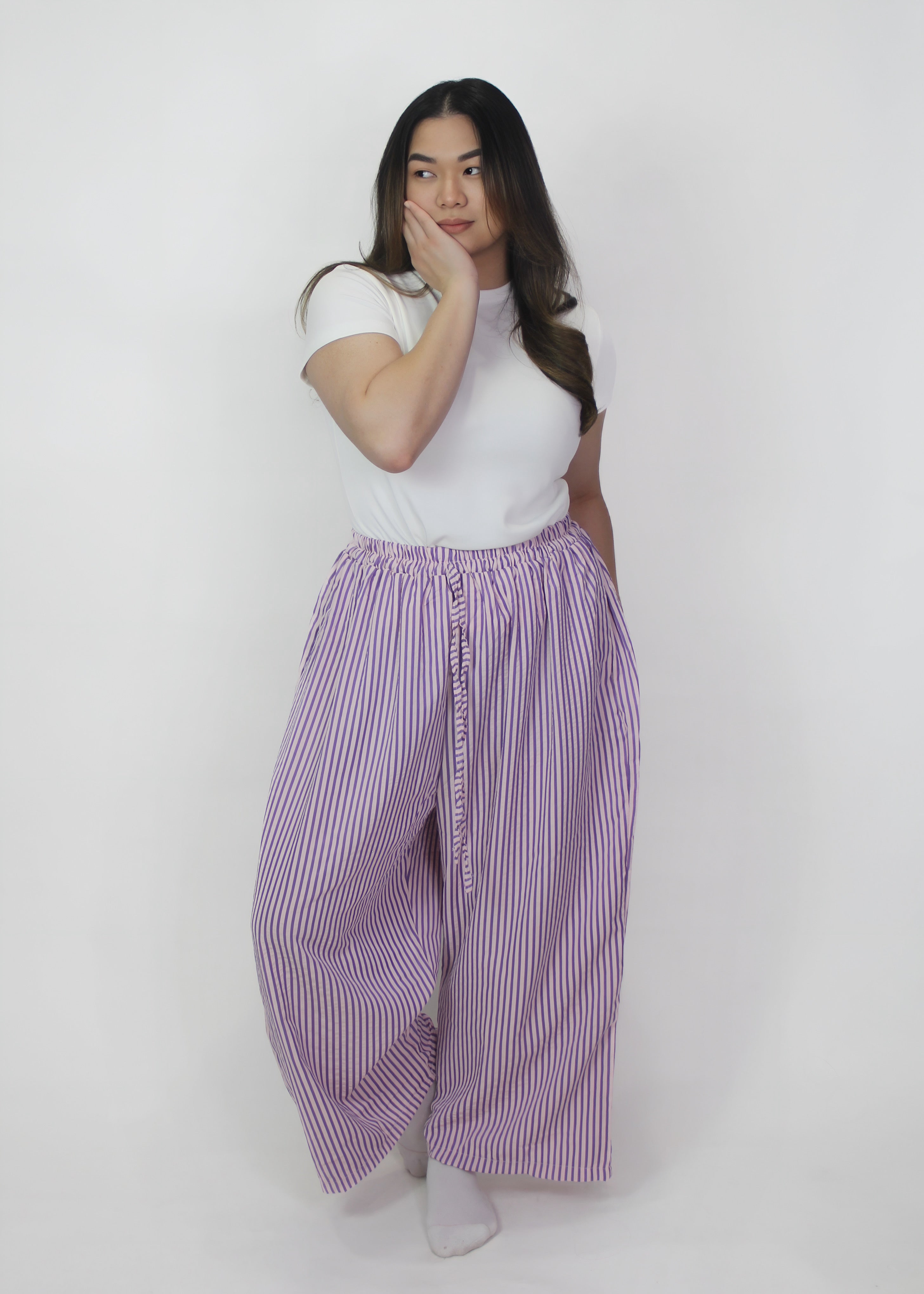 Striped Linen Wide Leg Pants