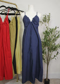 Ruched Tie-Front Maxi Dress