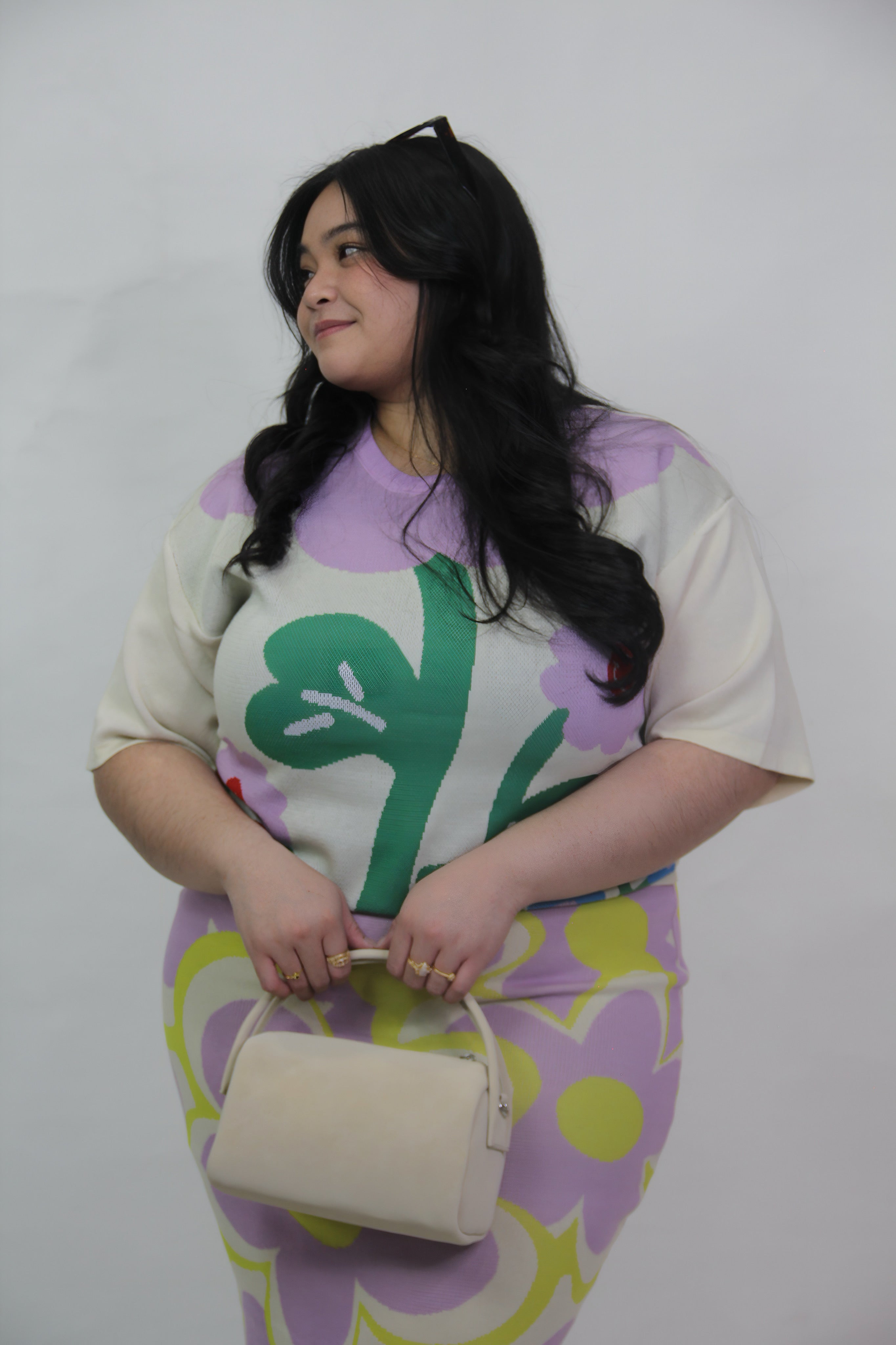 Retro Floral Soft Knit Matching Set