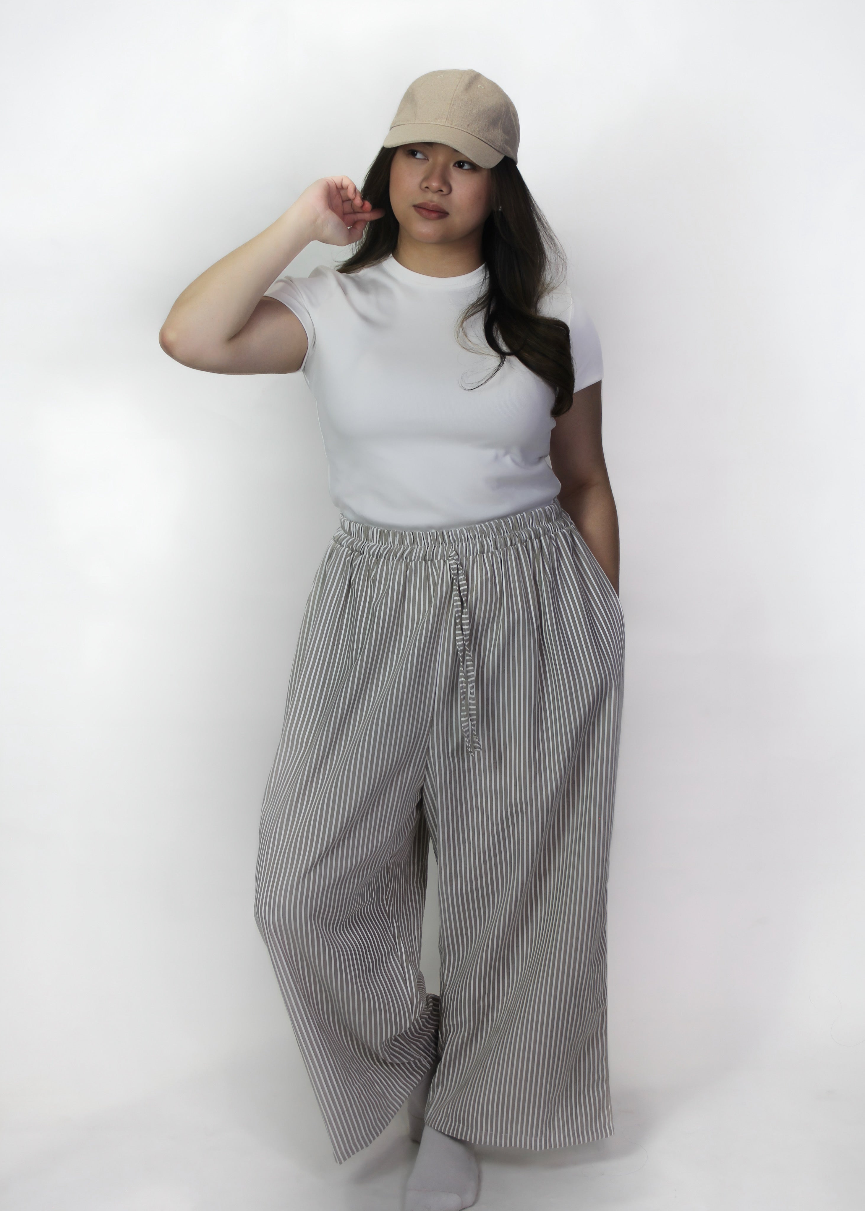 Striped Linen Wide Leg Pants