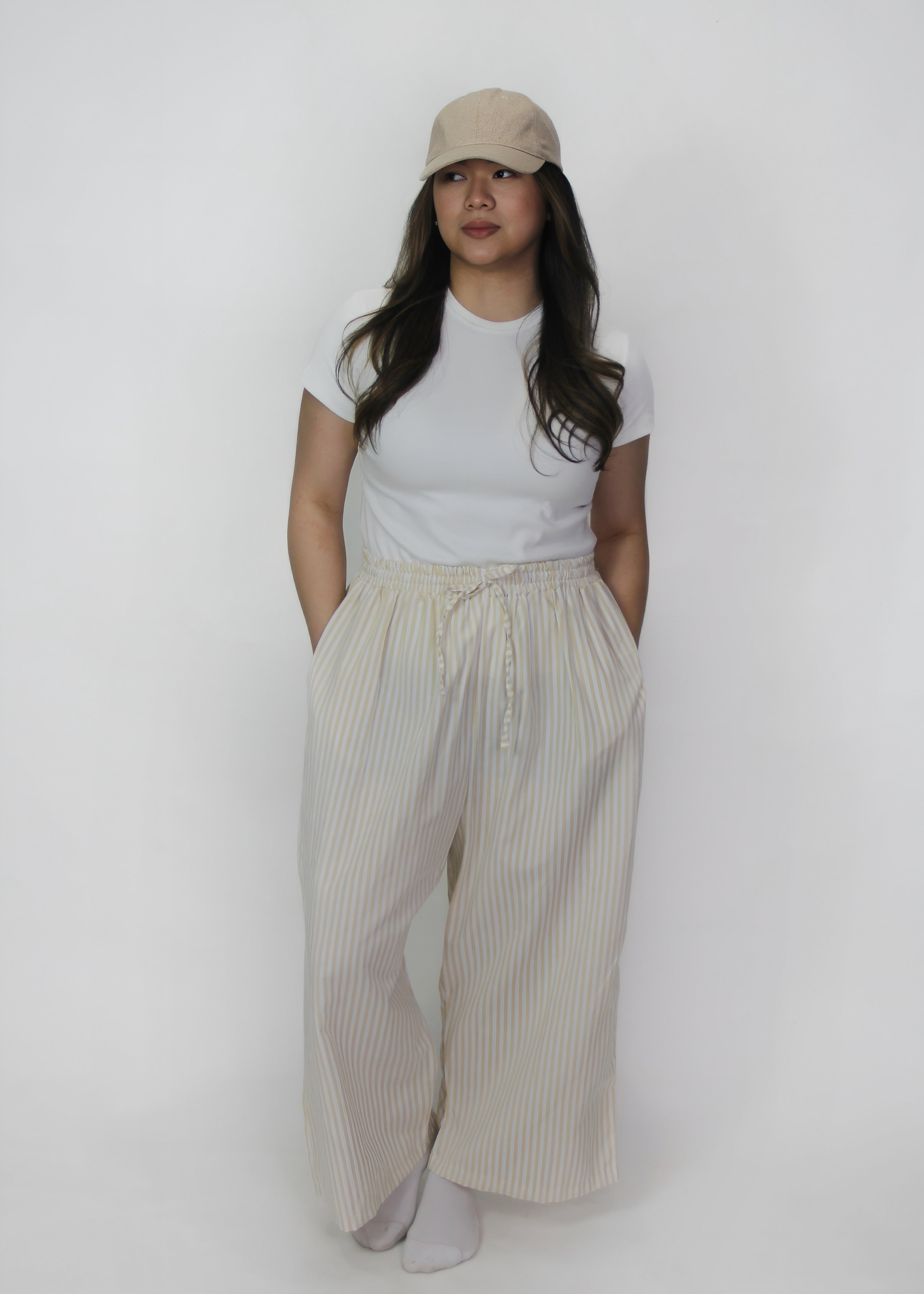 Striped Linen Wide Leg Pants