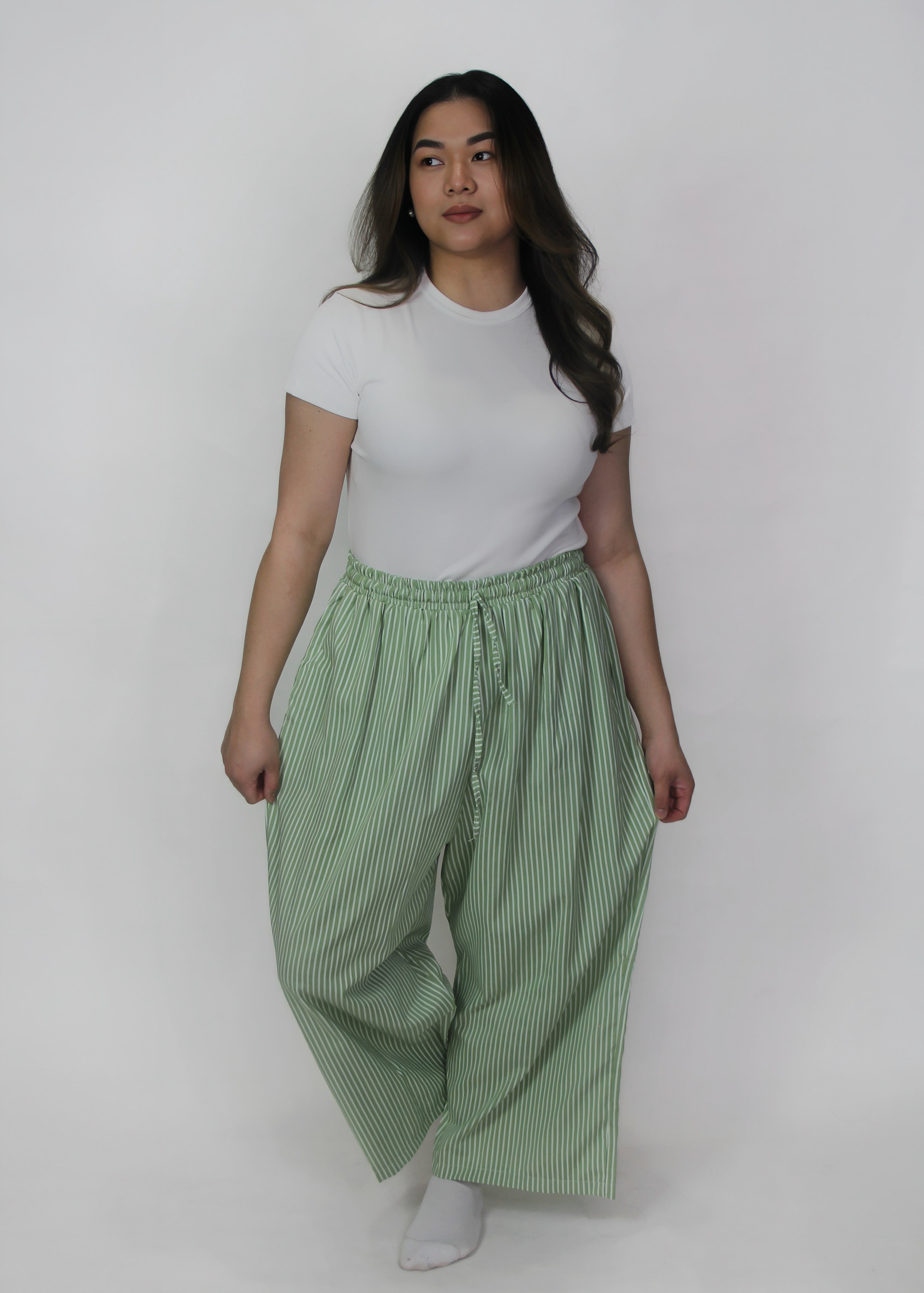 Striped Linen Wide Leg Pants