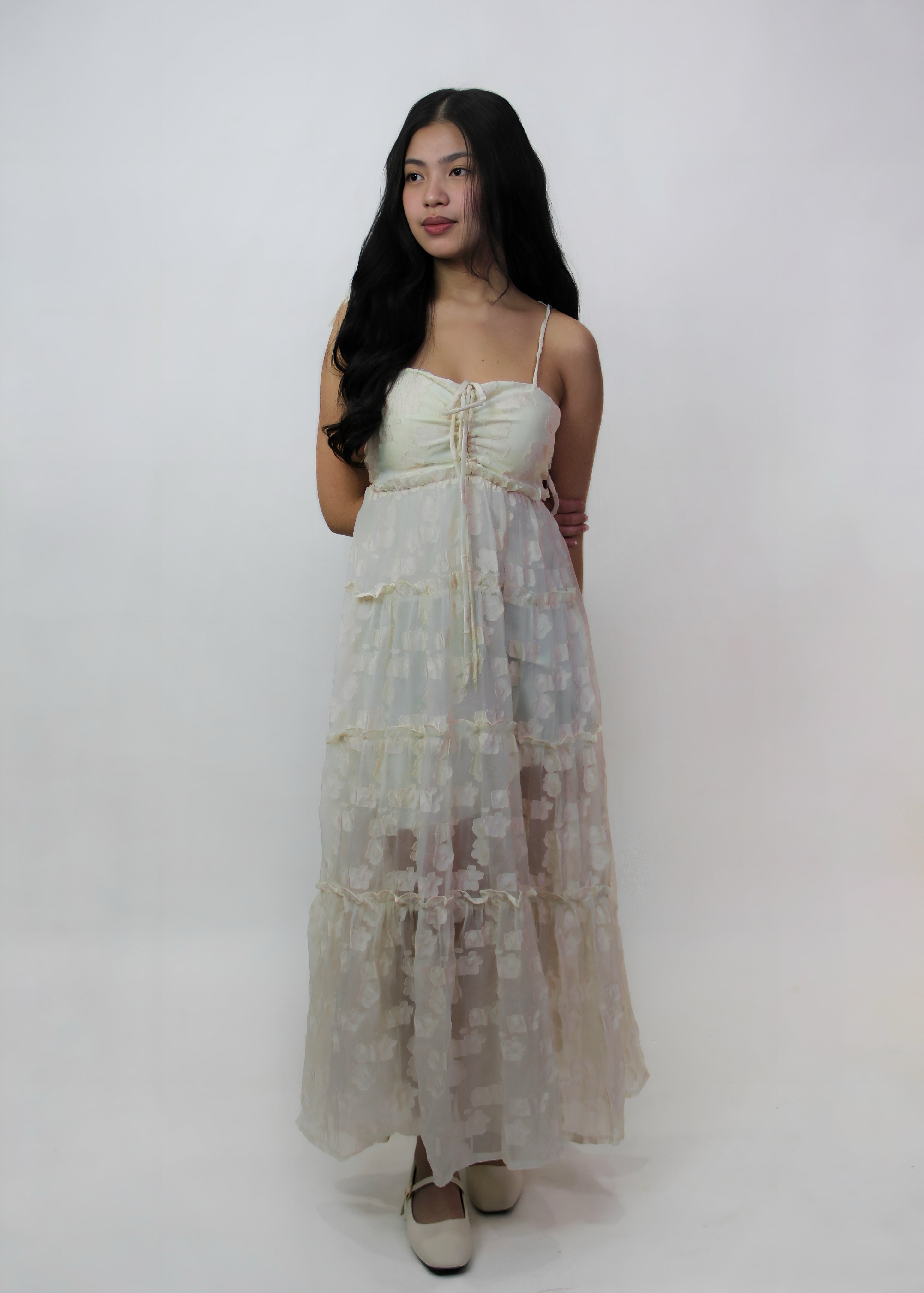 Petal Padded Lace Dress