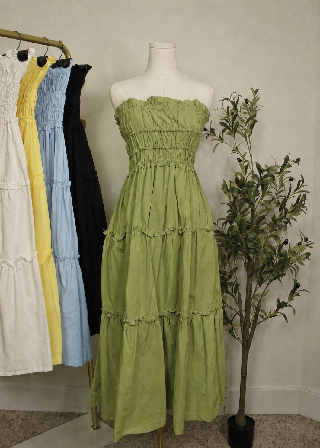 Smocked Tiered Midi Dress