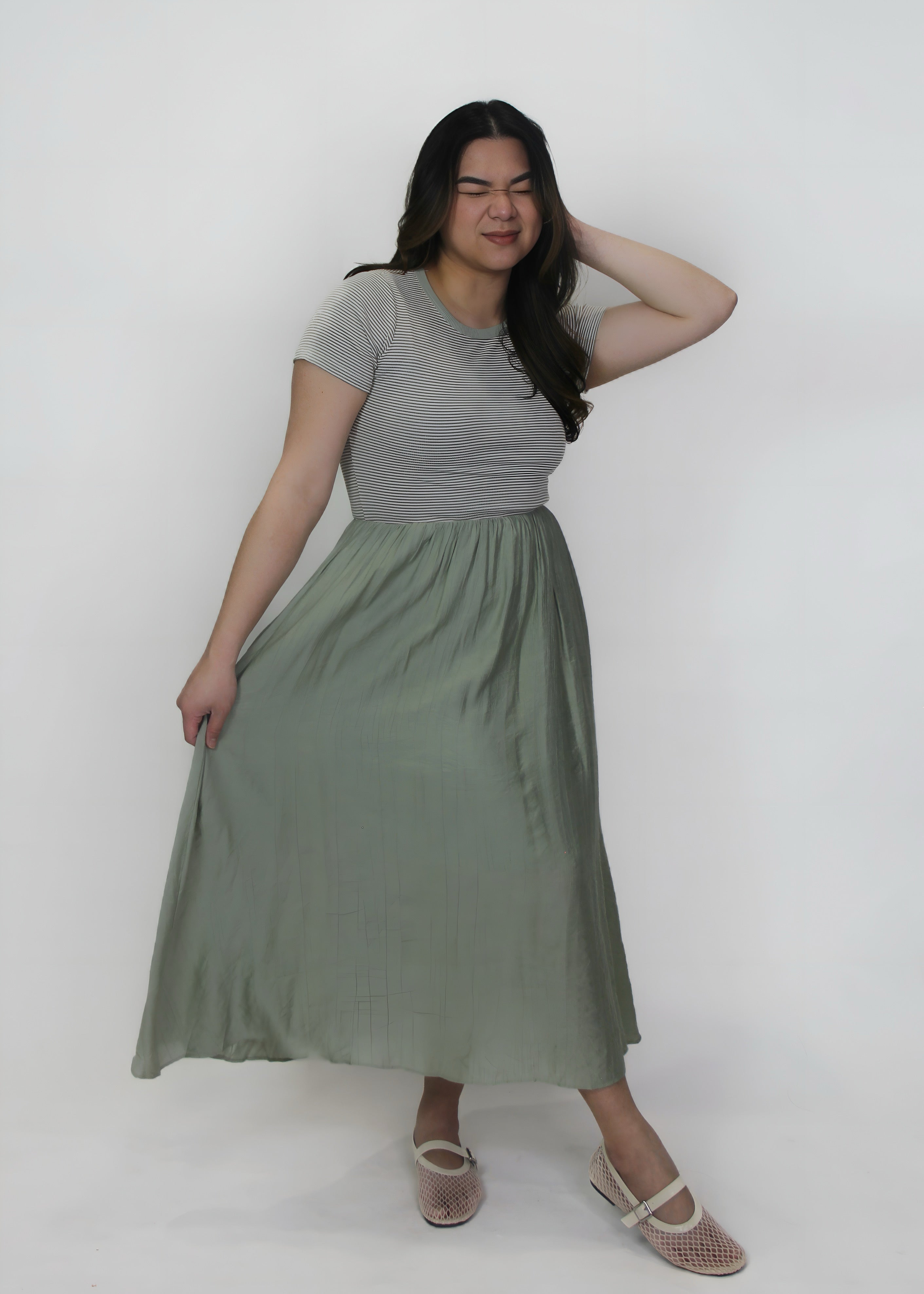 Knit & Cotton Midi Dress