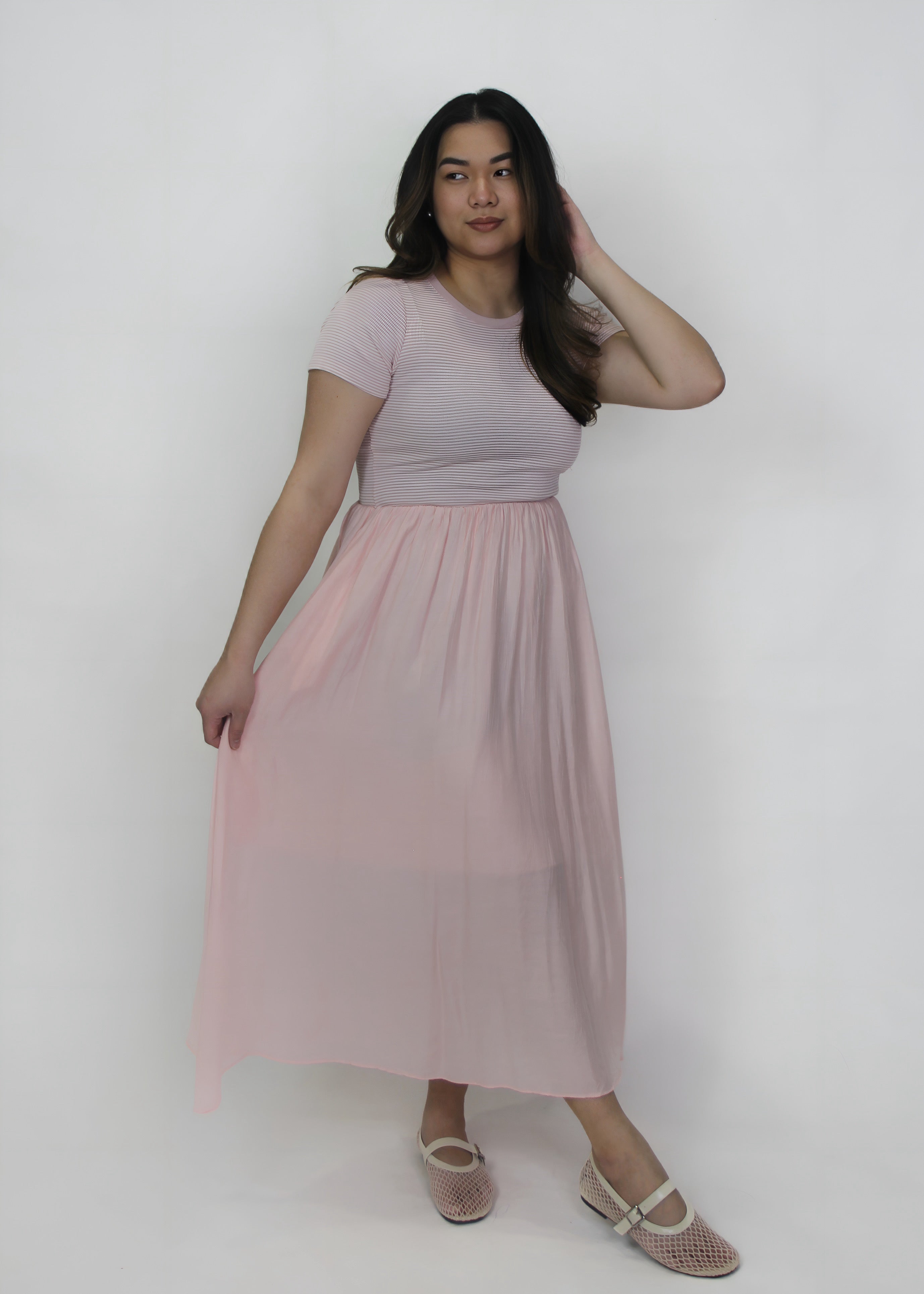 Knit & Cotton Midi Dress