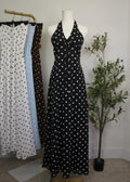 Polka Dot Halter Maxi Dress