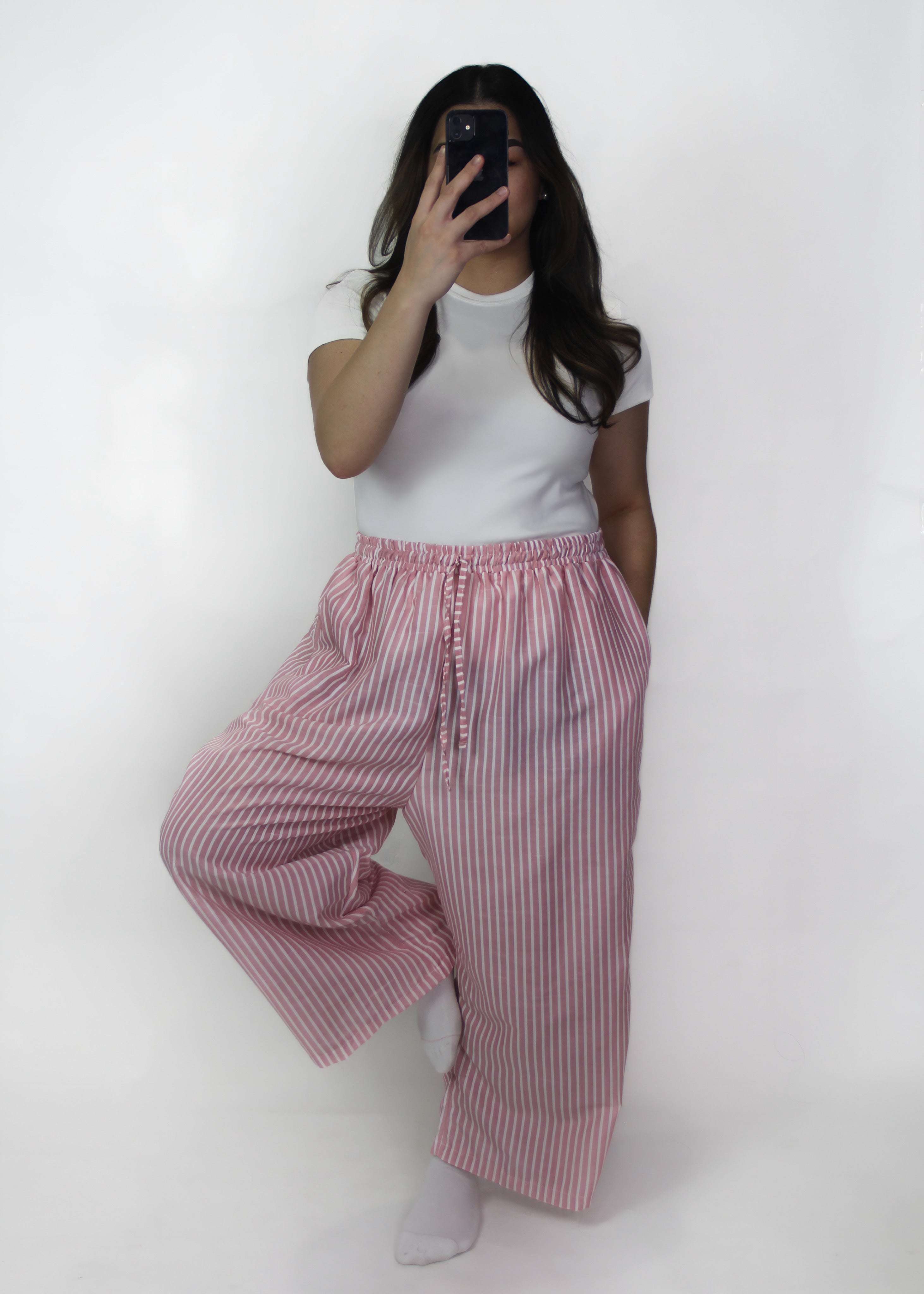 Striped Linen Wide Leg Pants