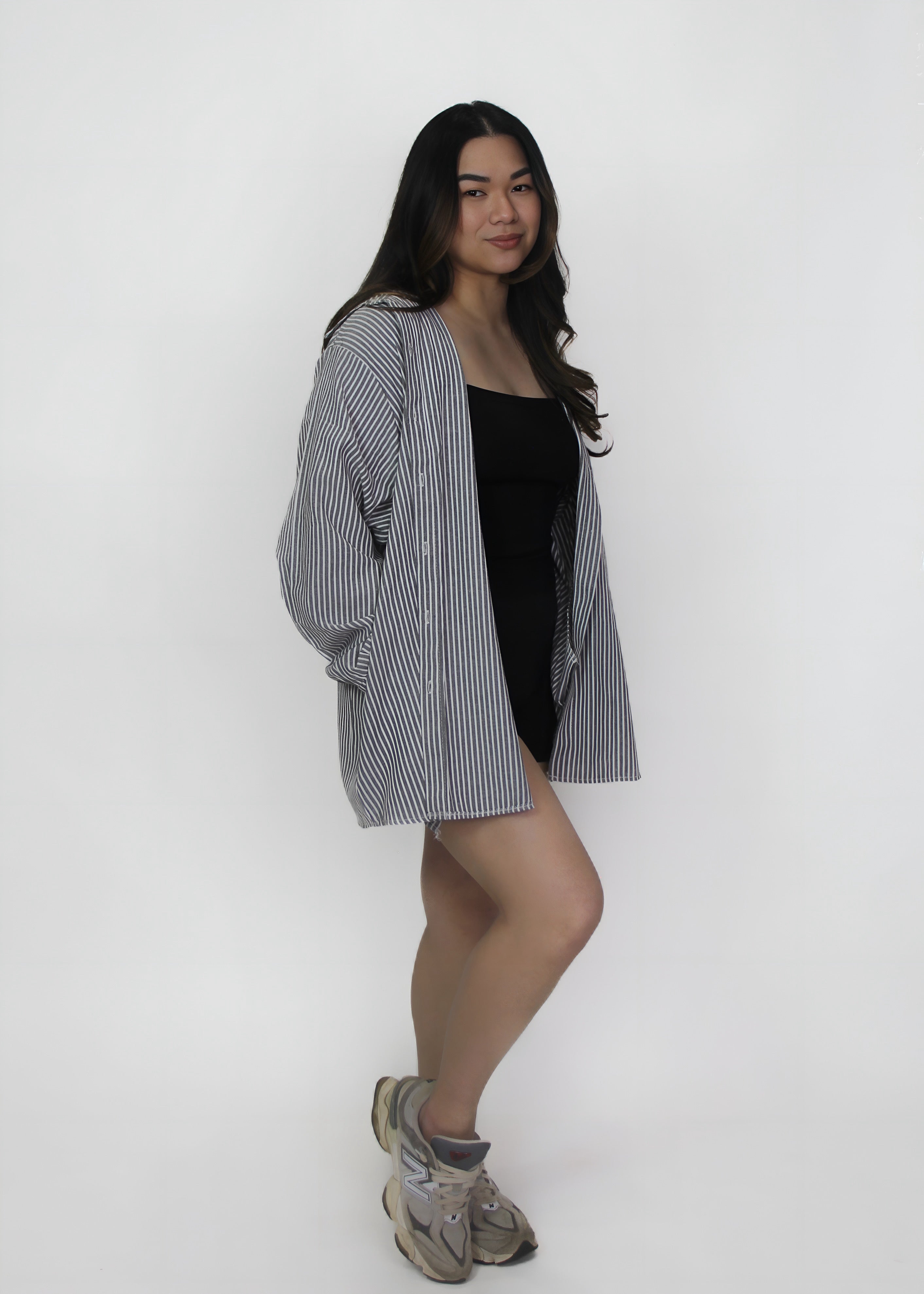 Striped  Oversized Polo Shirt