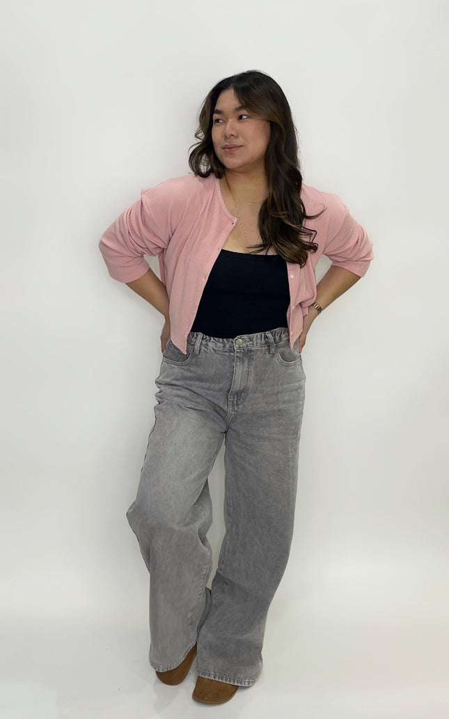 Cropped Button Cardigan – Fits Up to L/1XL