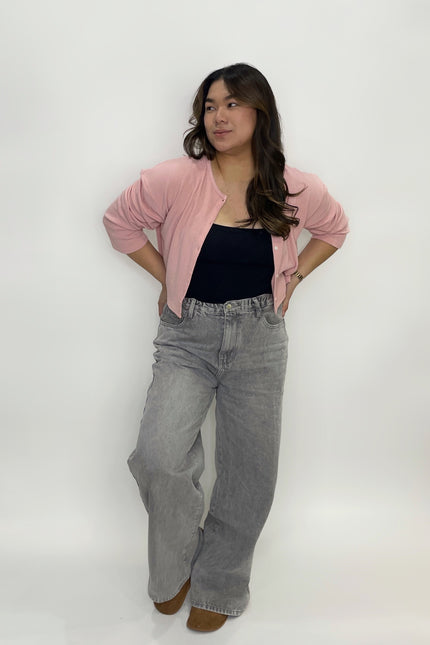 Cropped Button Cardigan – Fits Up to L/1XL