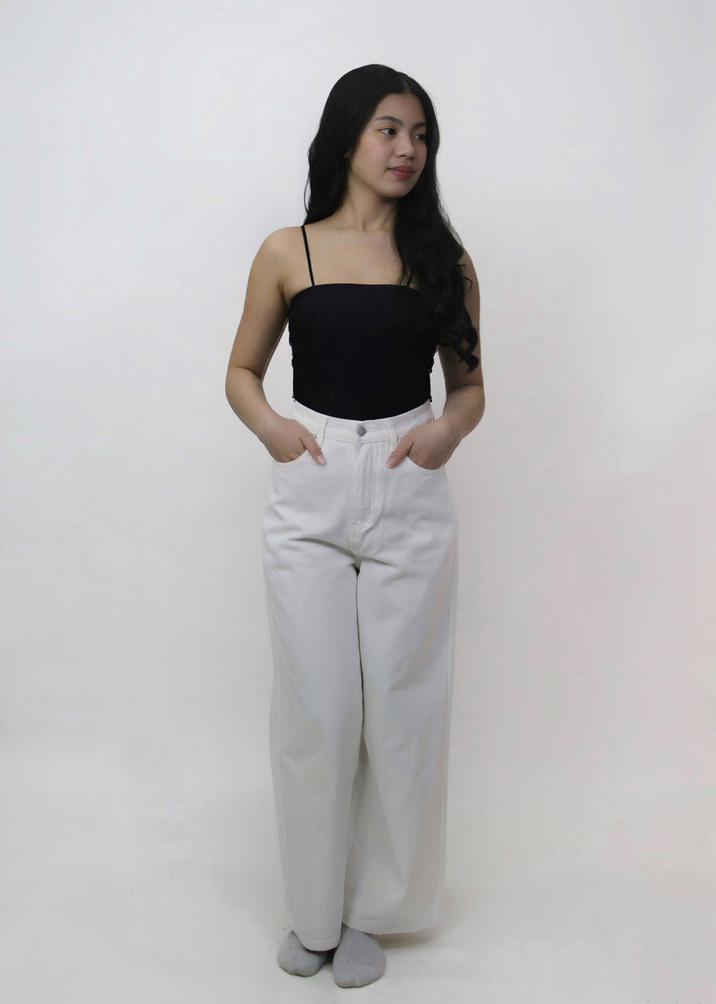 High Rise Wide Leg Denim Pants