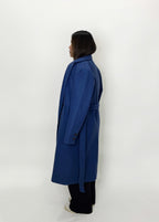 Navy Tie-Waist Long Coat