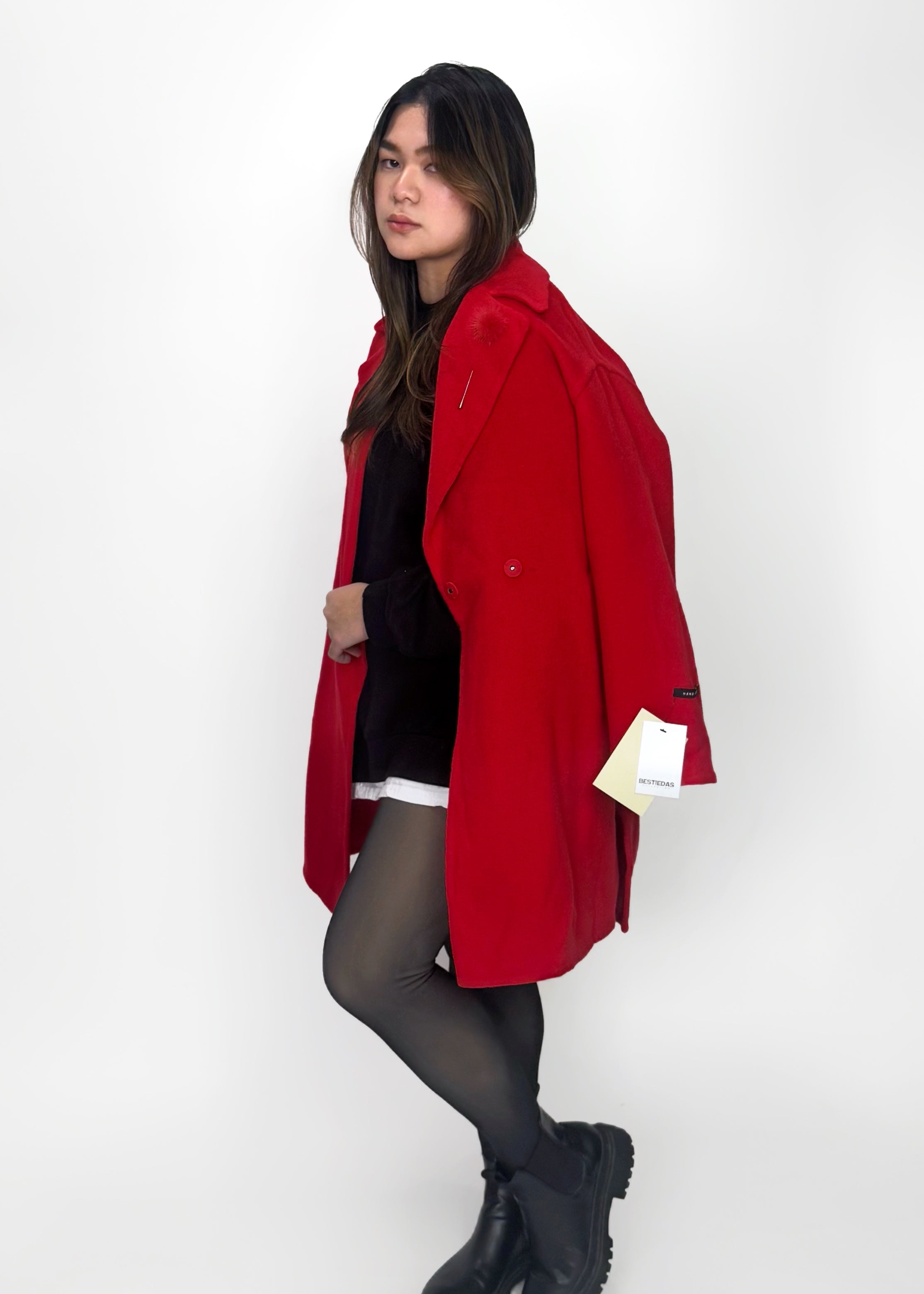 Red Wool Blend Coat