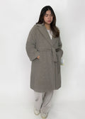 Taupe Belted Wool Coat