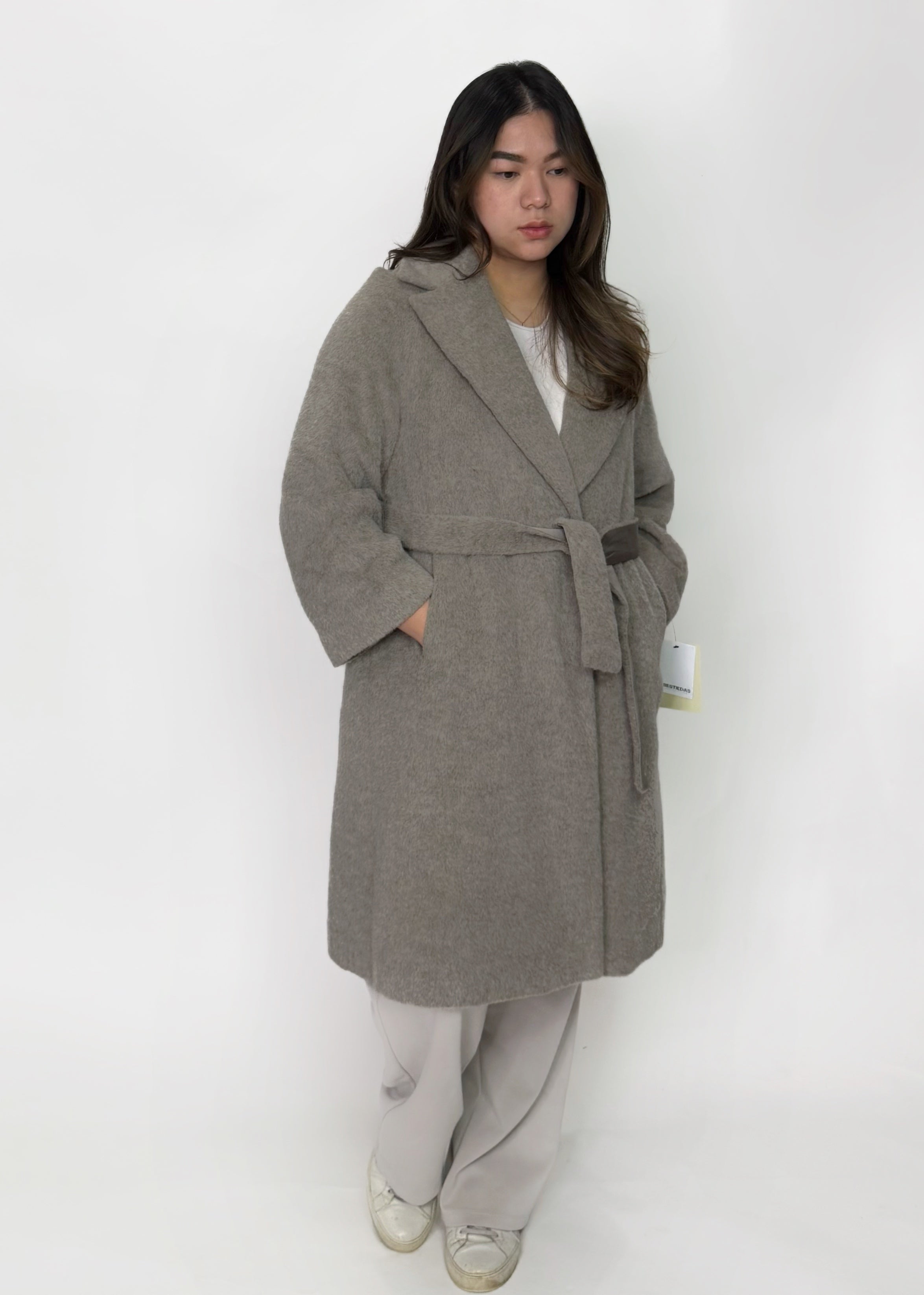 Taupe Belted Wool Coat