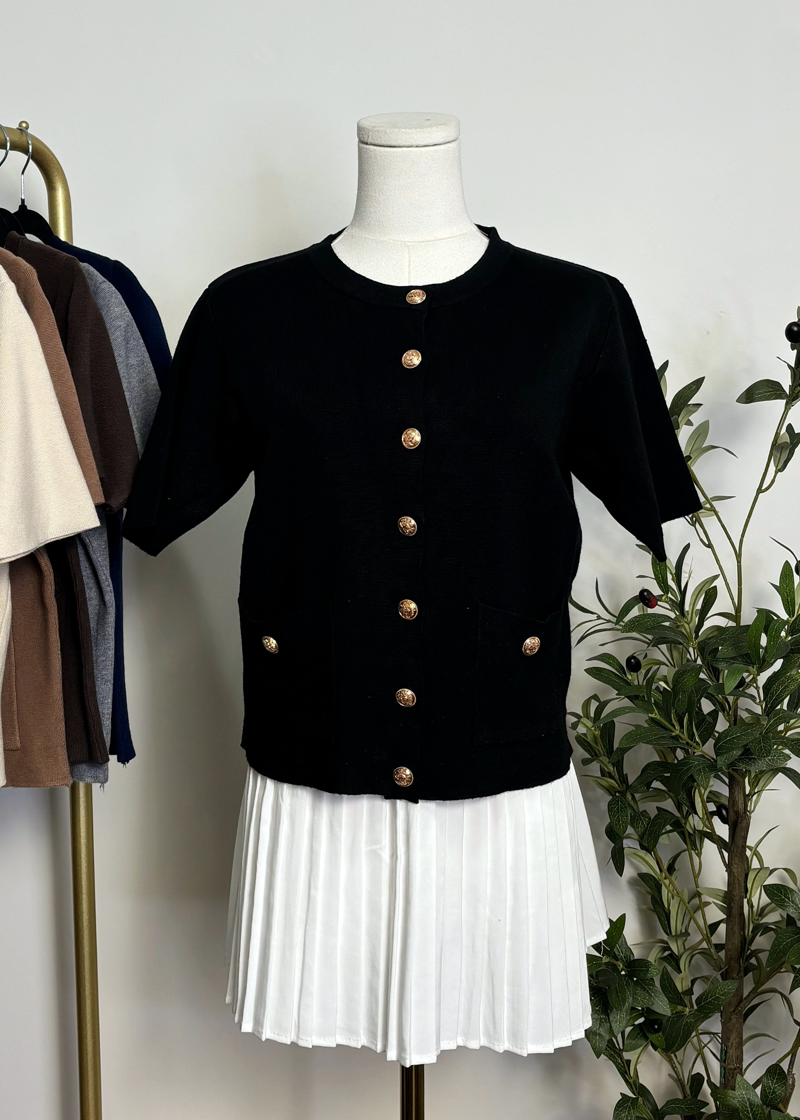 Gold Button Knit Top