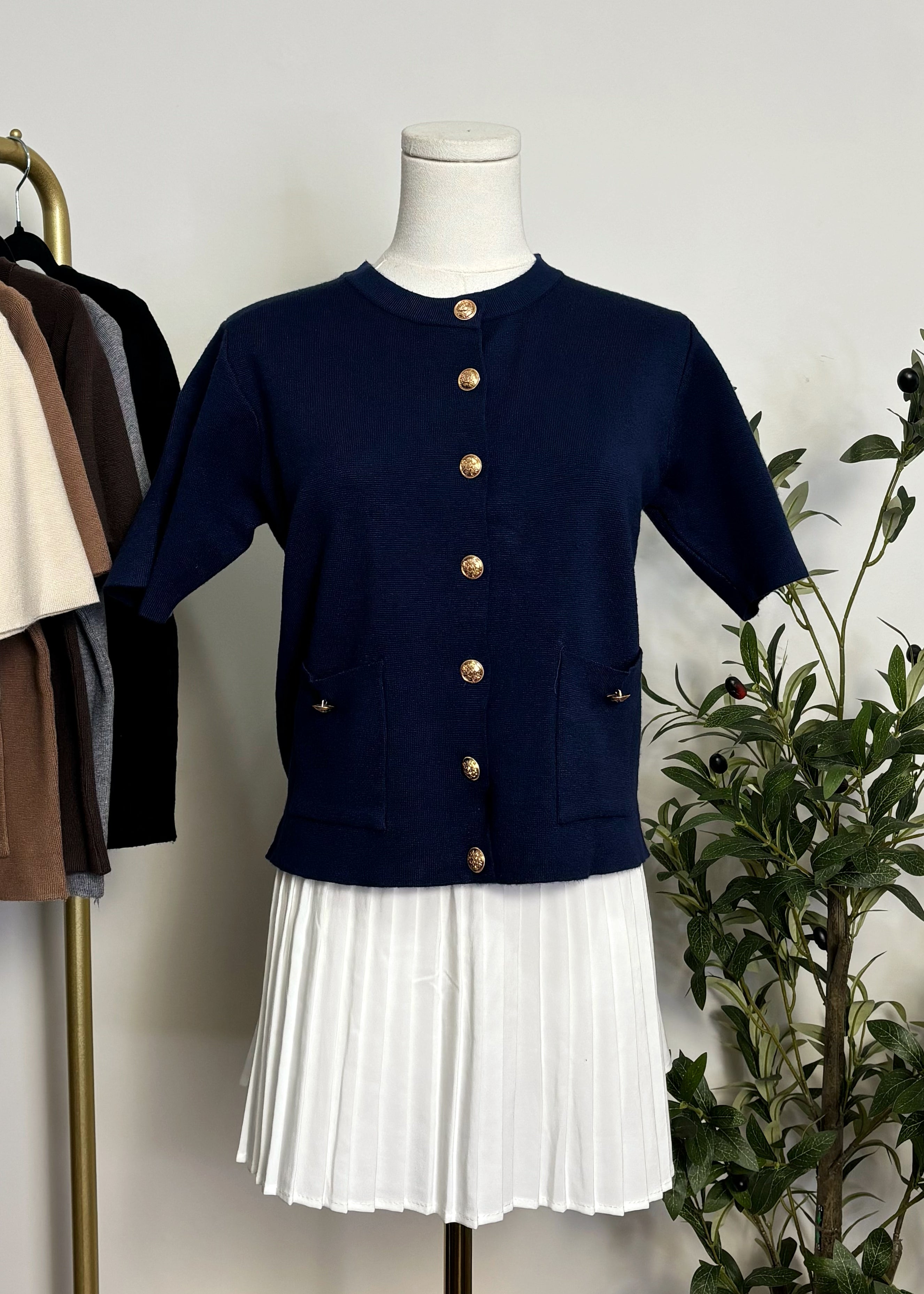 Gold Button Knit Top