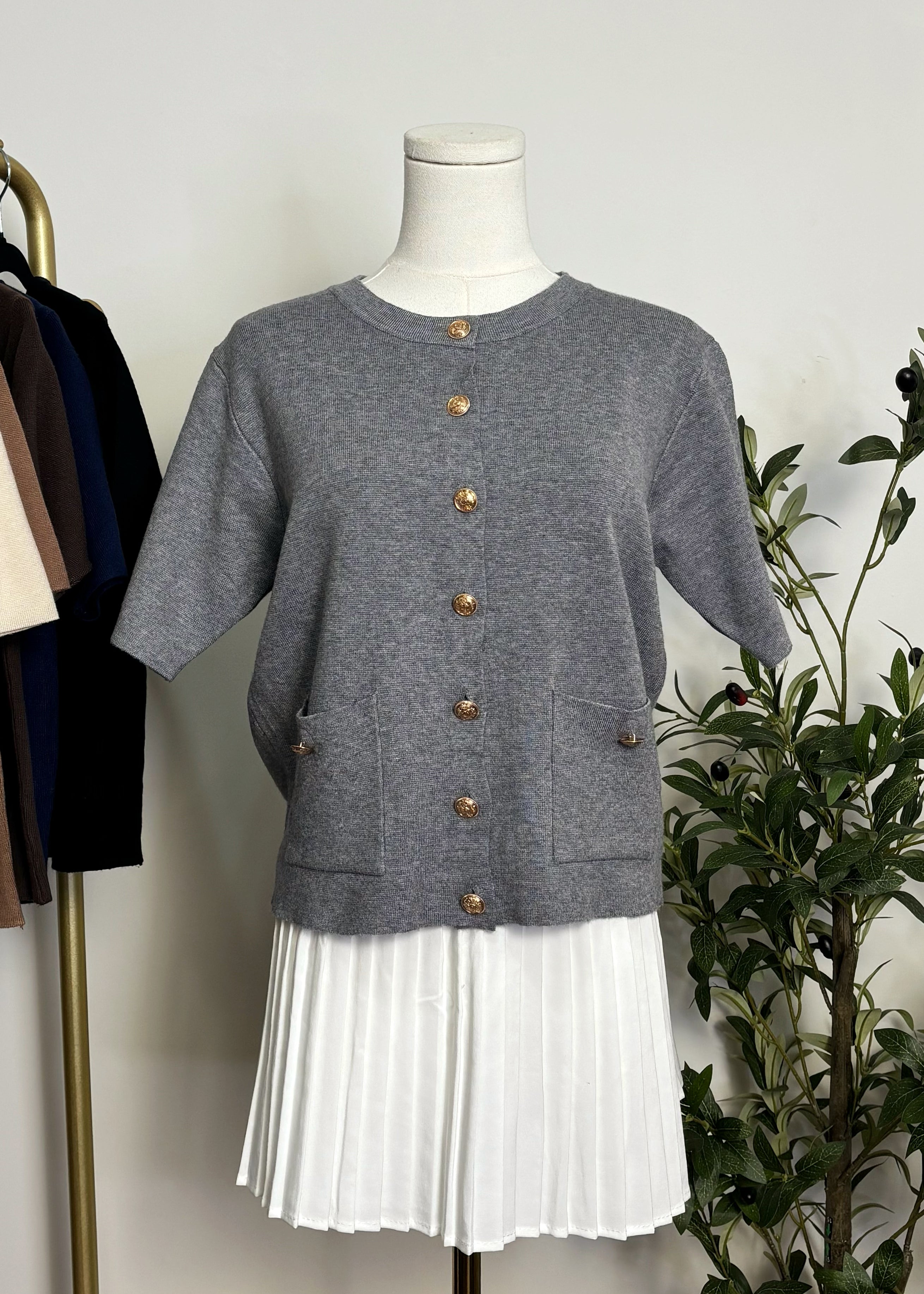 Gold Button Knit Top