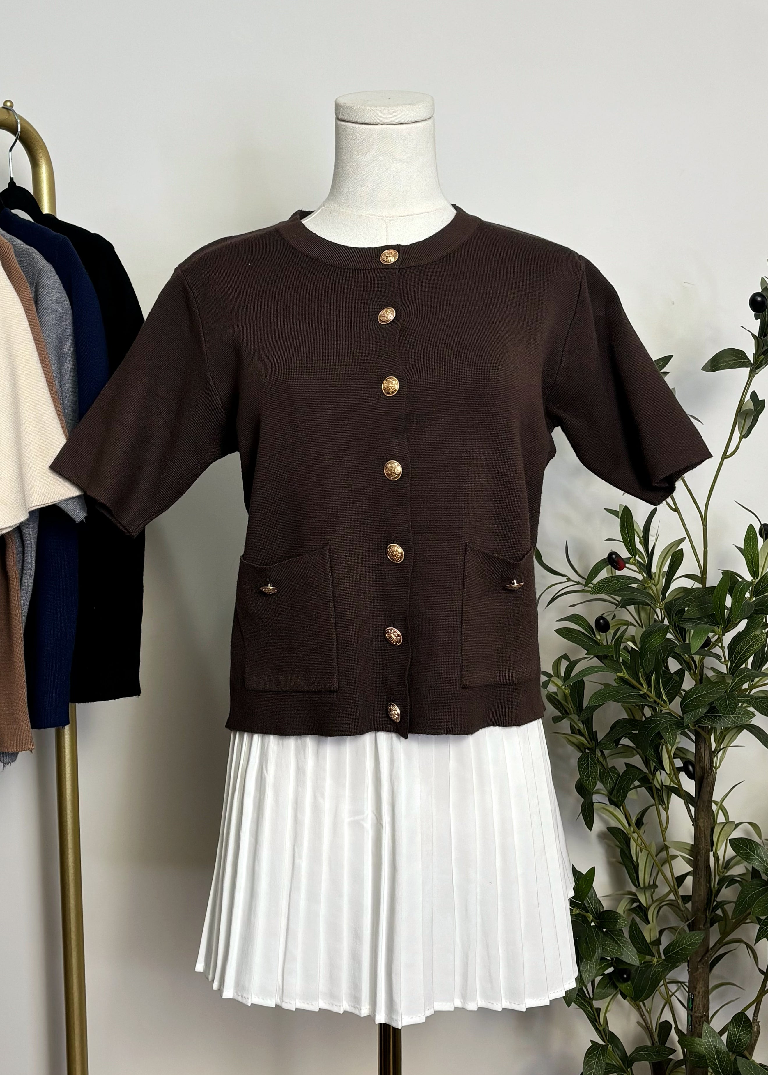 Gold Button Knit Top