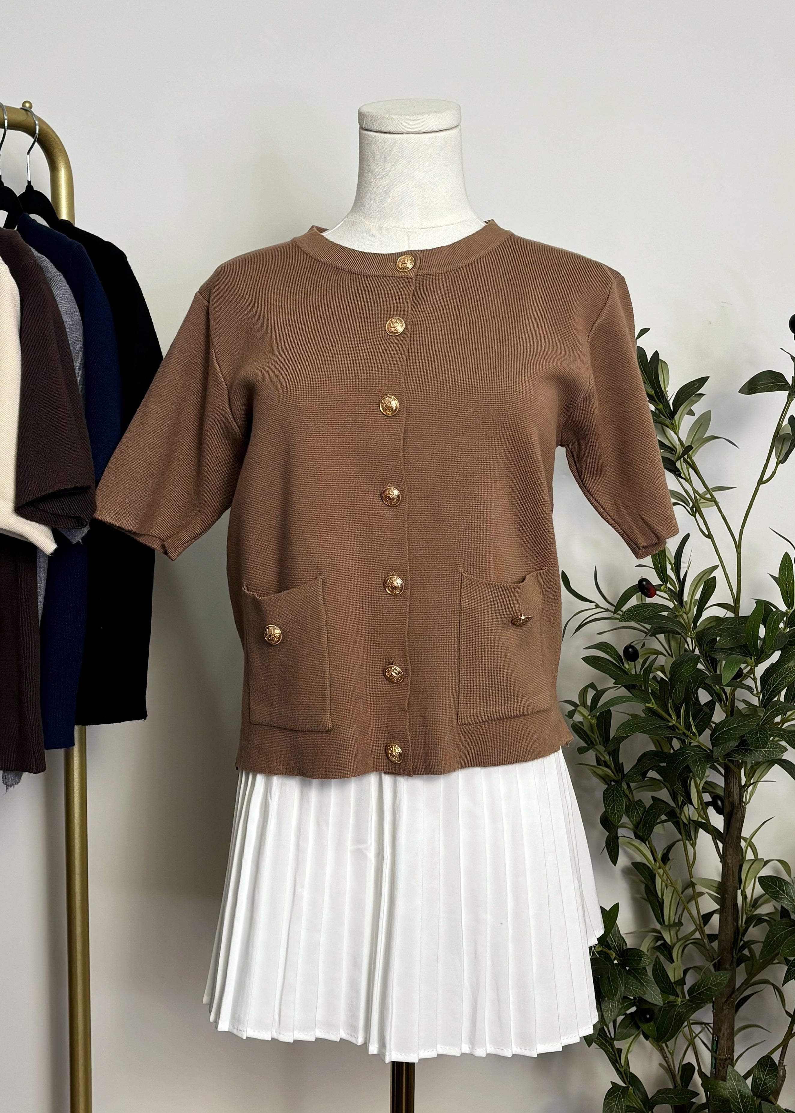 Gold Button Knit Top