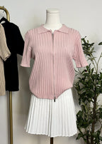 Ribbed Zip-Up Knit Top