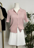 Ribbed Zip-Up Knit Top