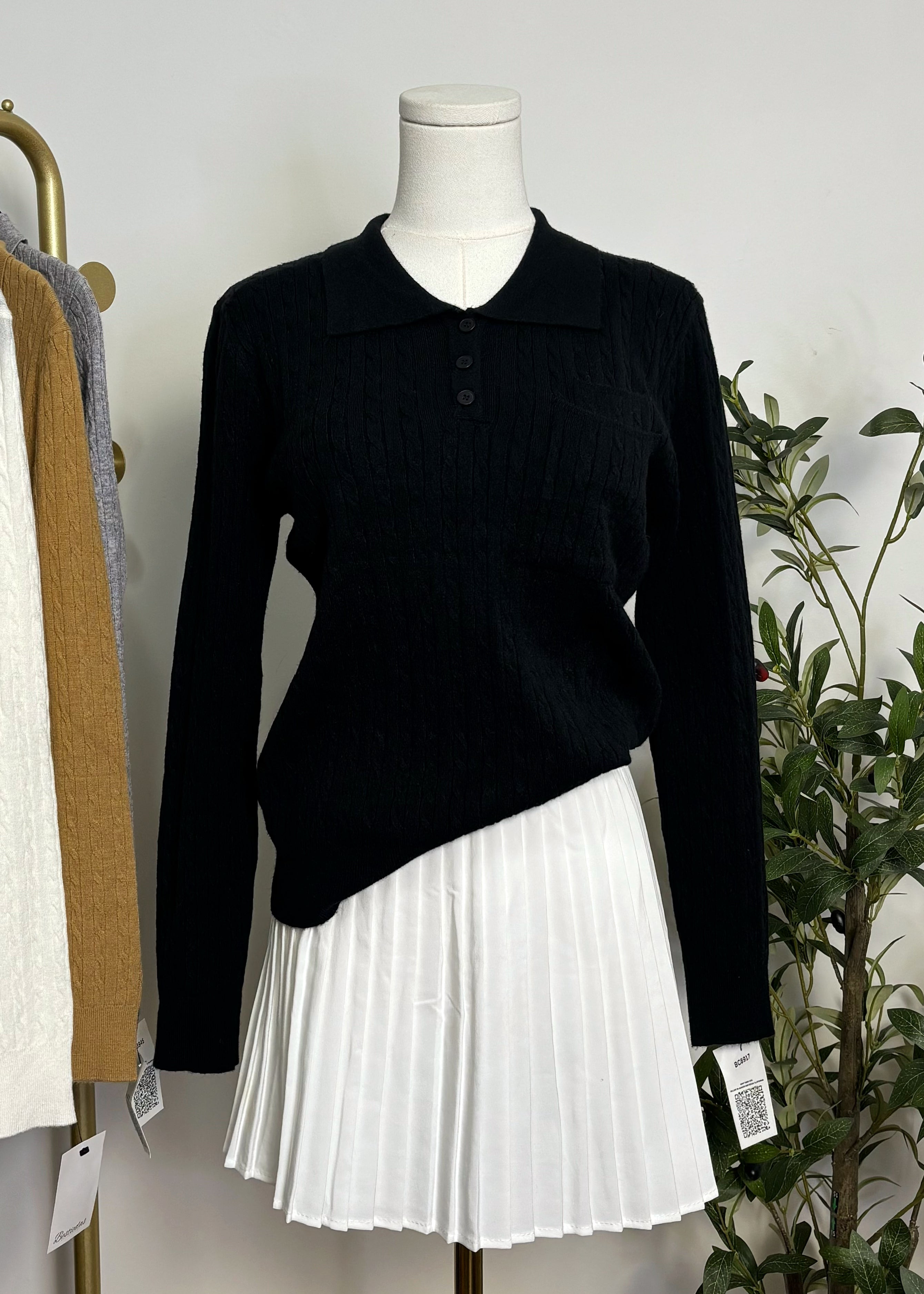 Cable Knit Collared Top