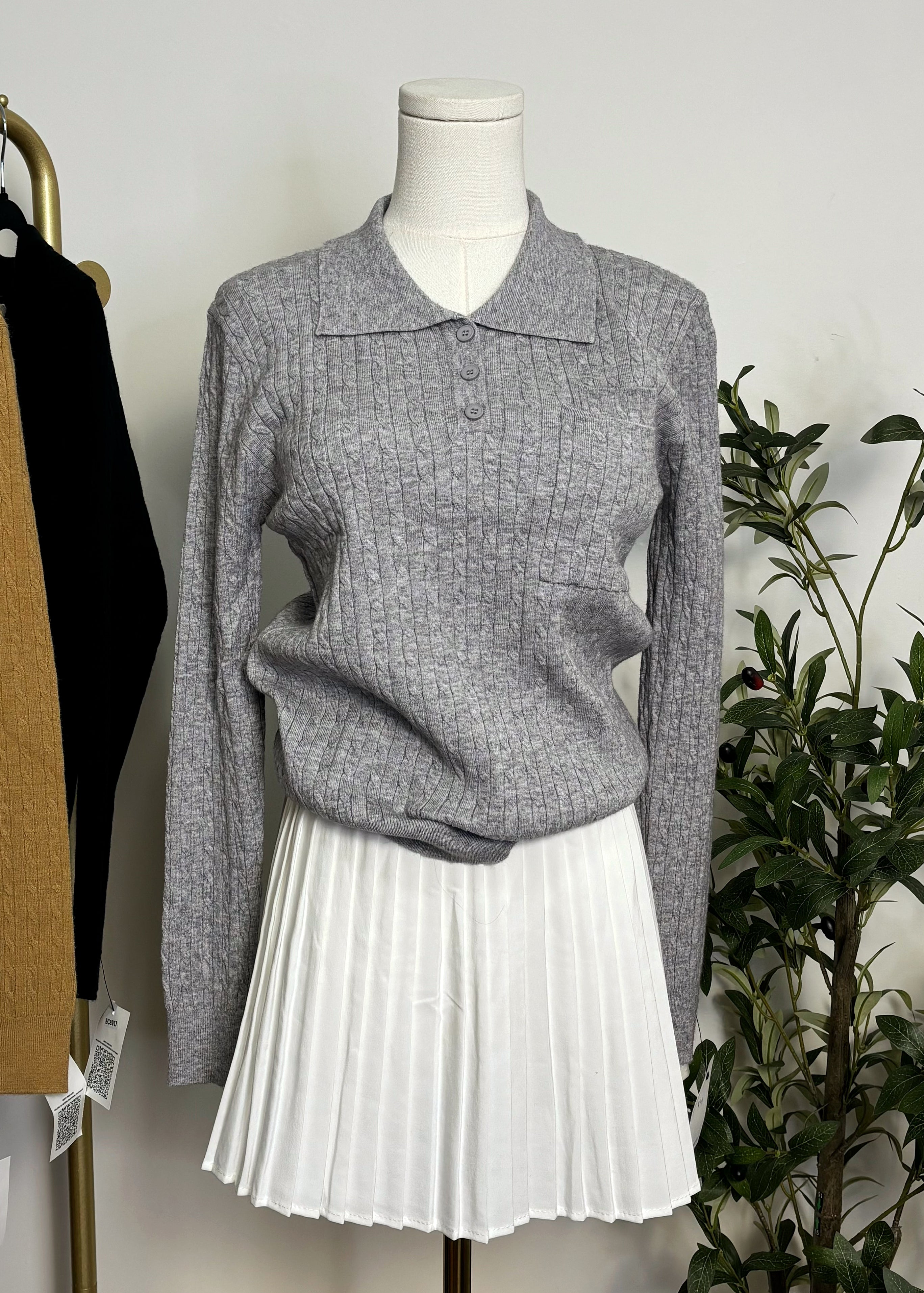 Cable Knit Collared Top