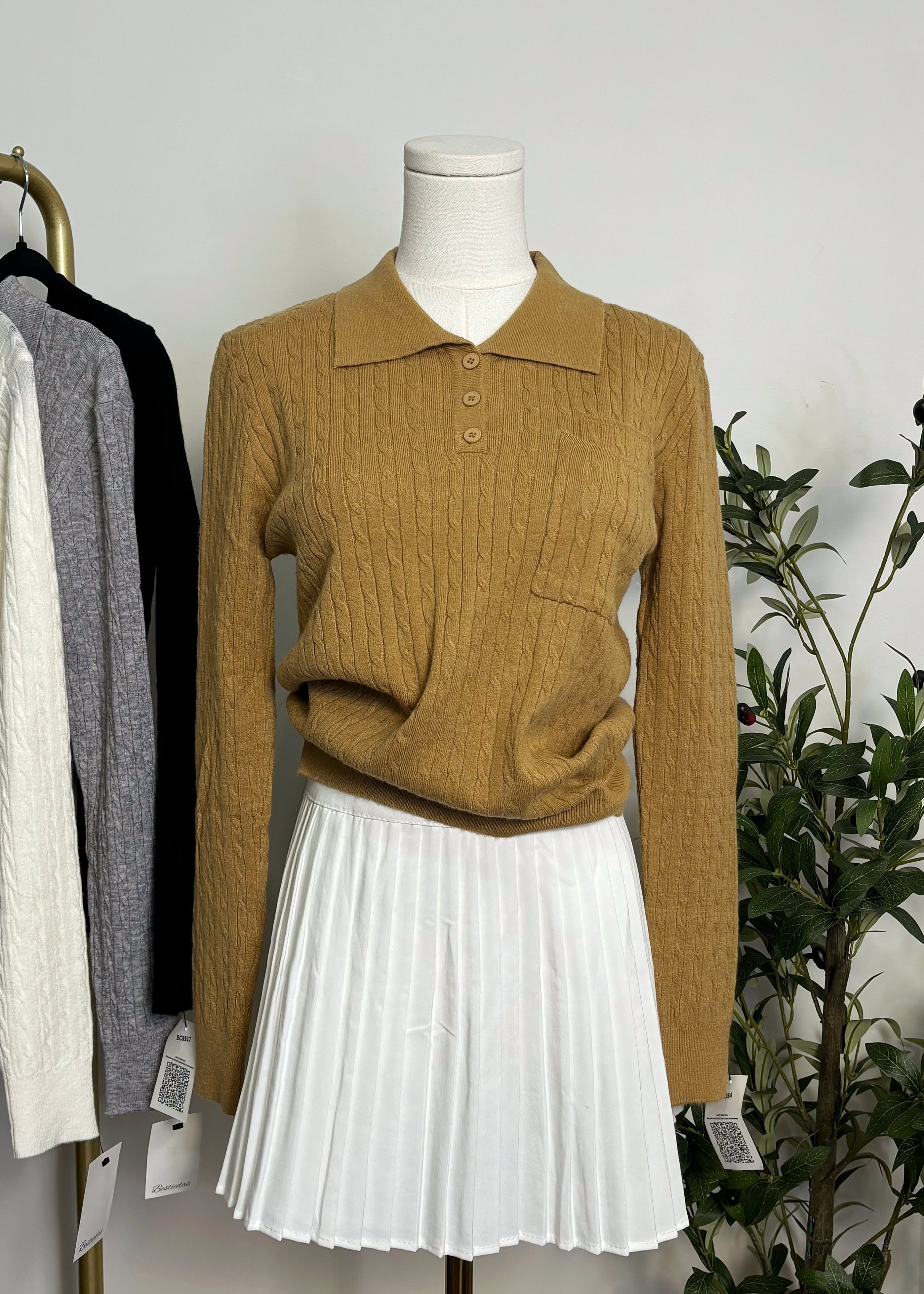 Cable Knit Collared Top