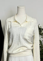 Cable Knit Collared Top