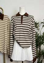 Striped Long Sleeve Polo