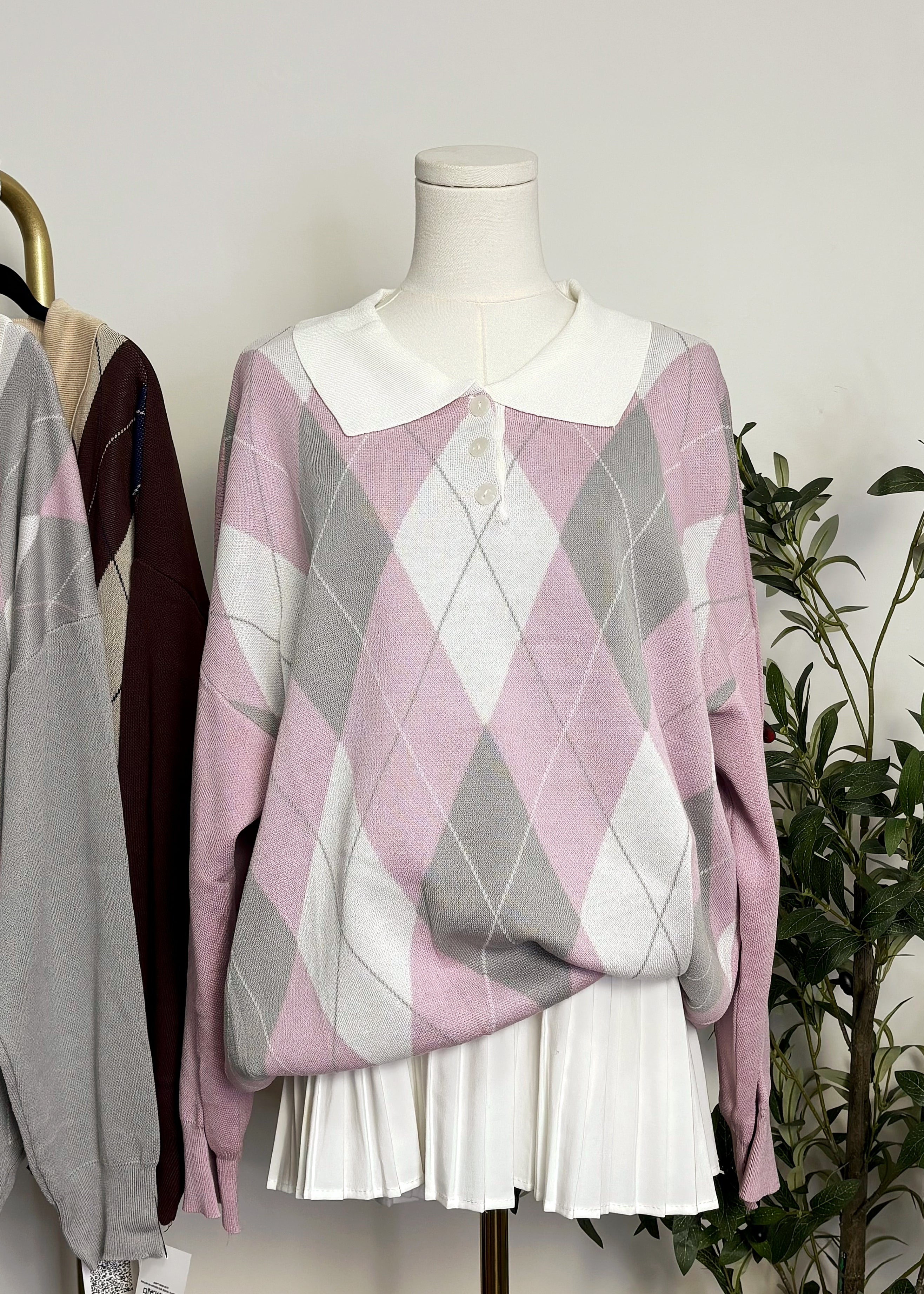 Oversized Argyle Sweater