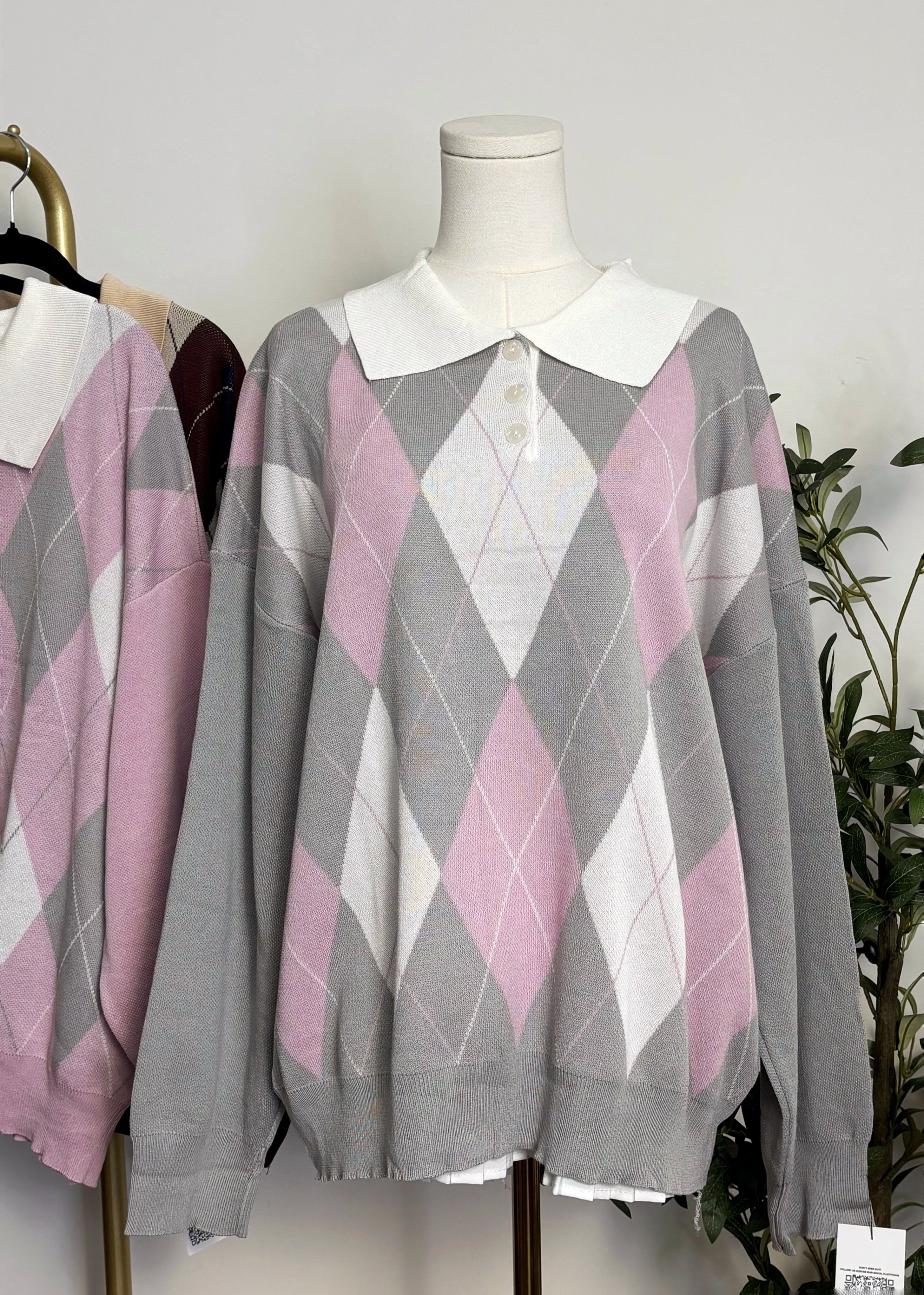 Oversized Argyle Sweater