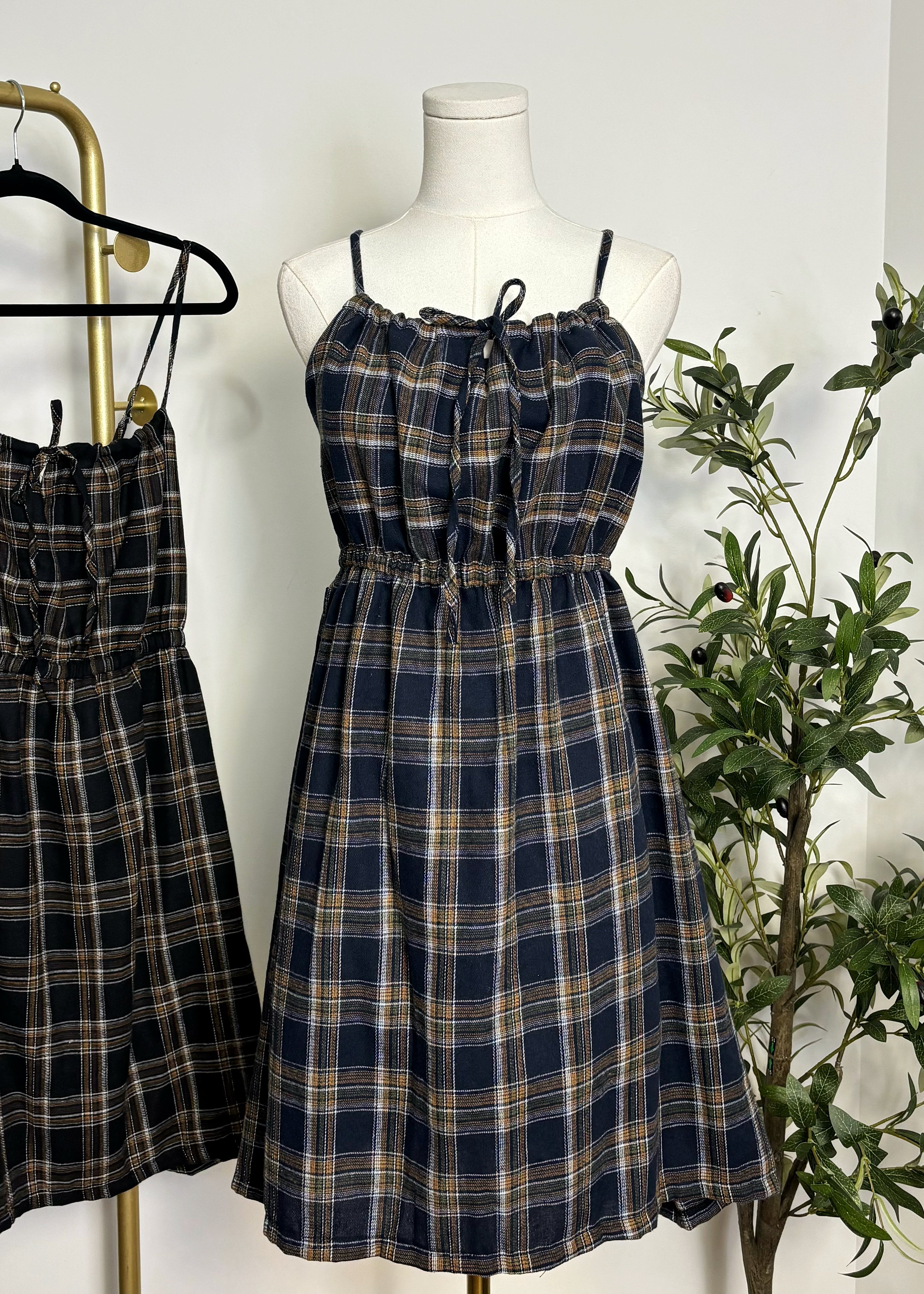 Plaid Smocked Mini Dress