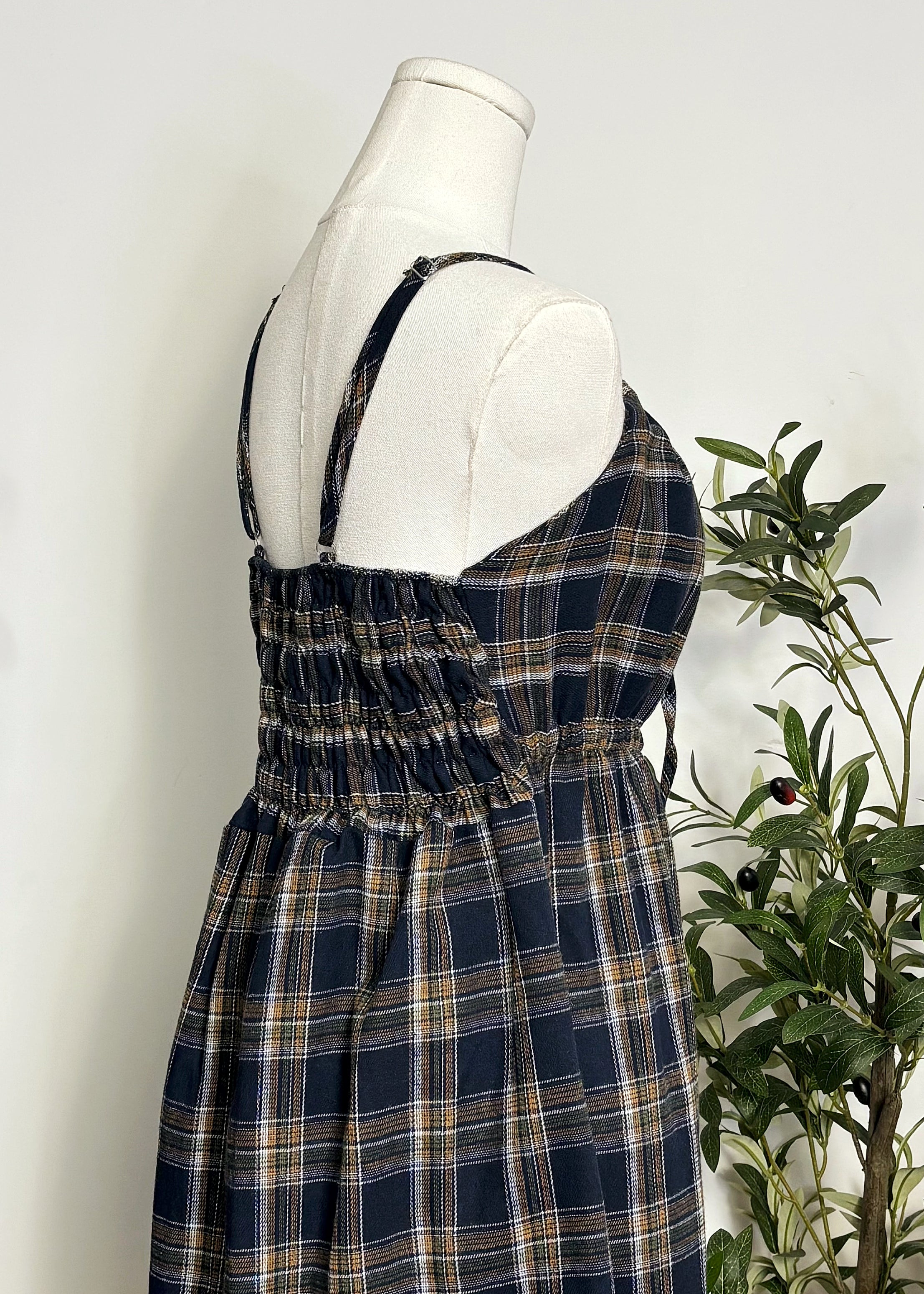 Plaid Smocked Mini Dress