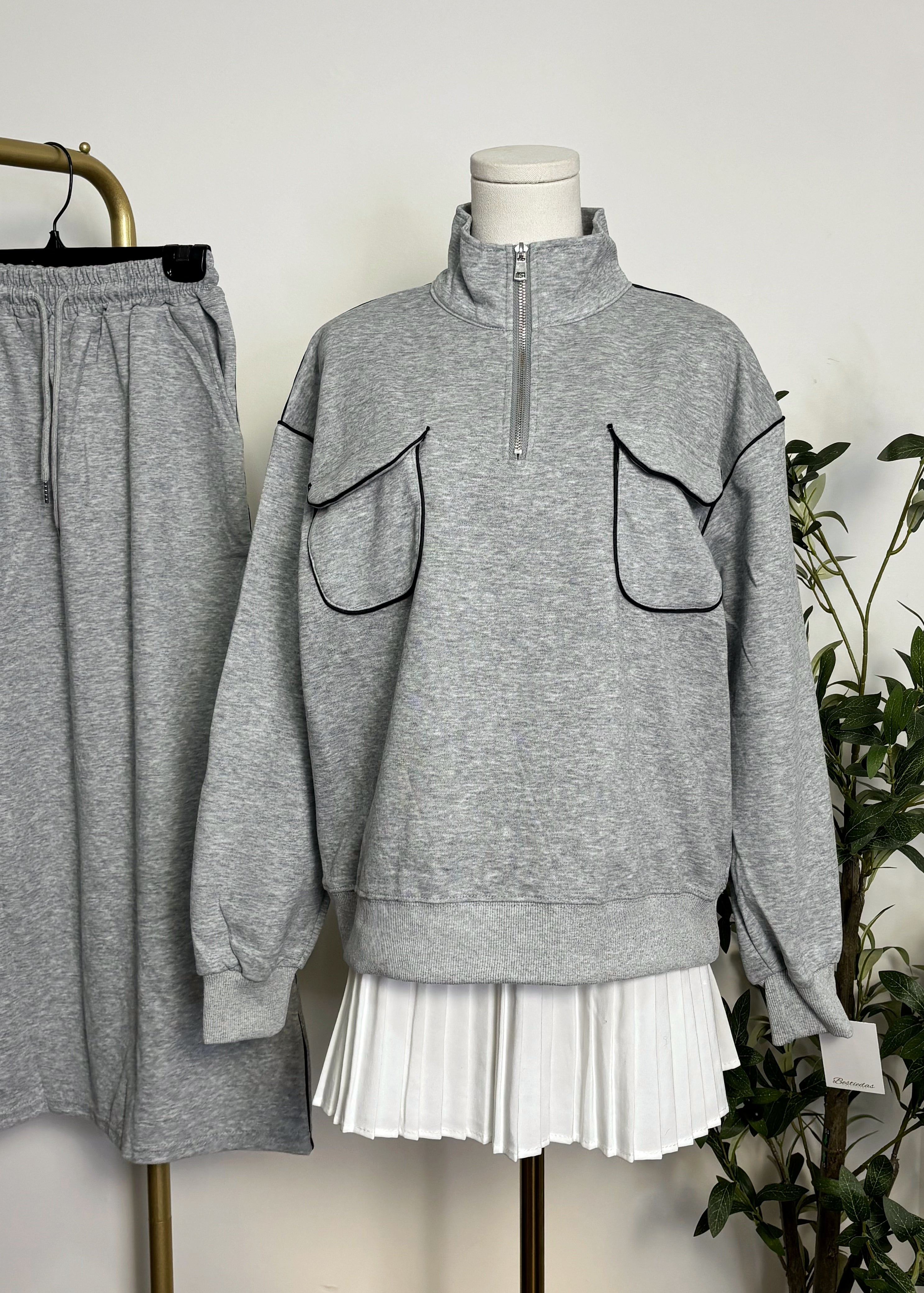 Half-Zip Jacket & Maxi Skirt Set