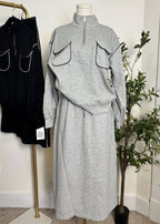 Half-Zip Jacket & Maxi Skirt Set