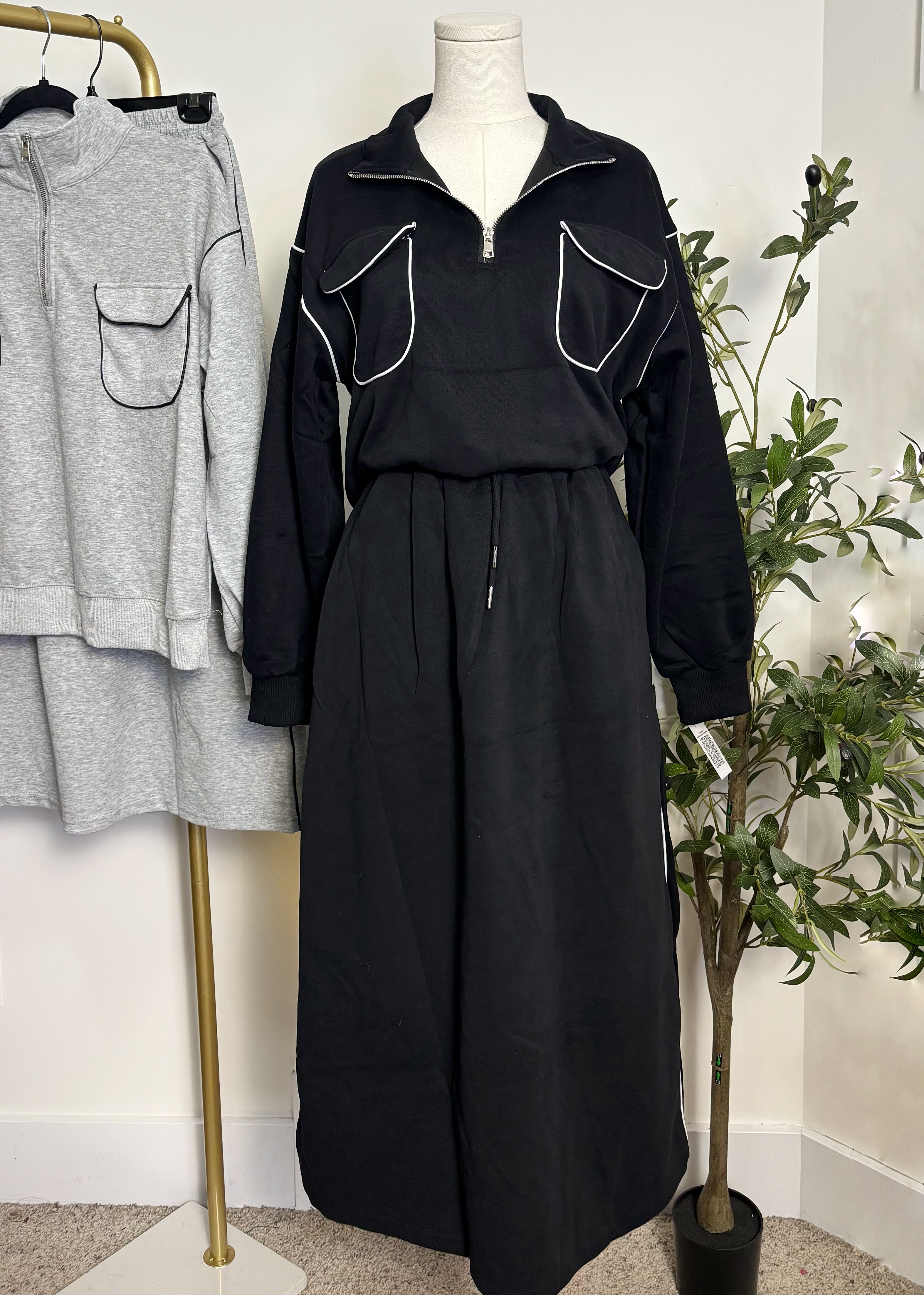 Half-Zip Jacket & Maxi Skirt Set