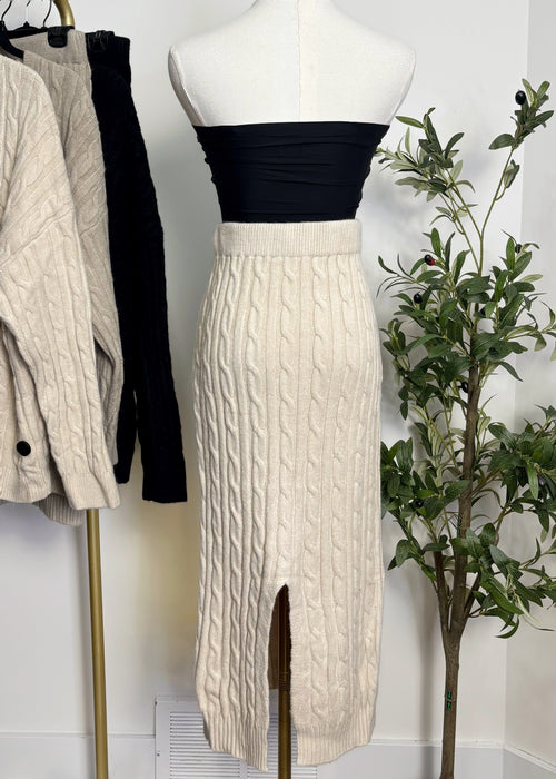 Cable Knit Cardigan & Skirt Set