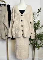 Cable Knit Cardigan & Skirt Set