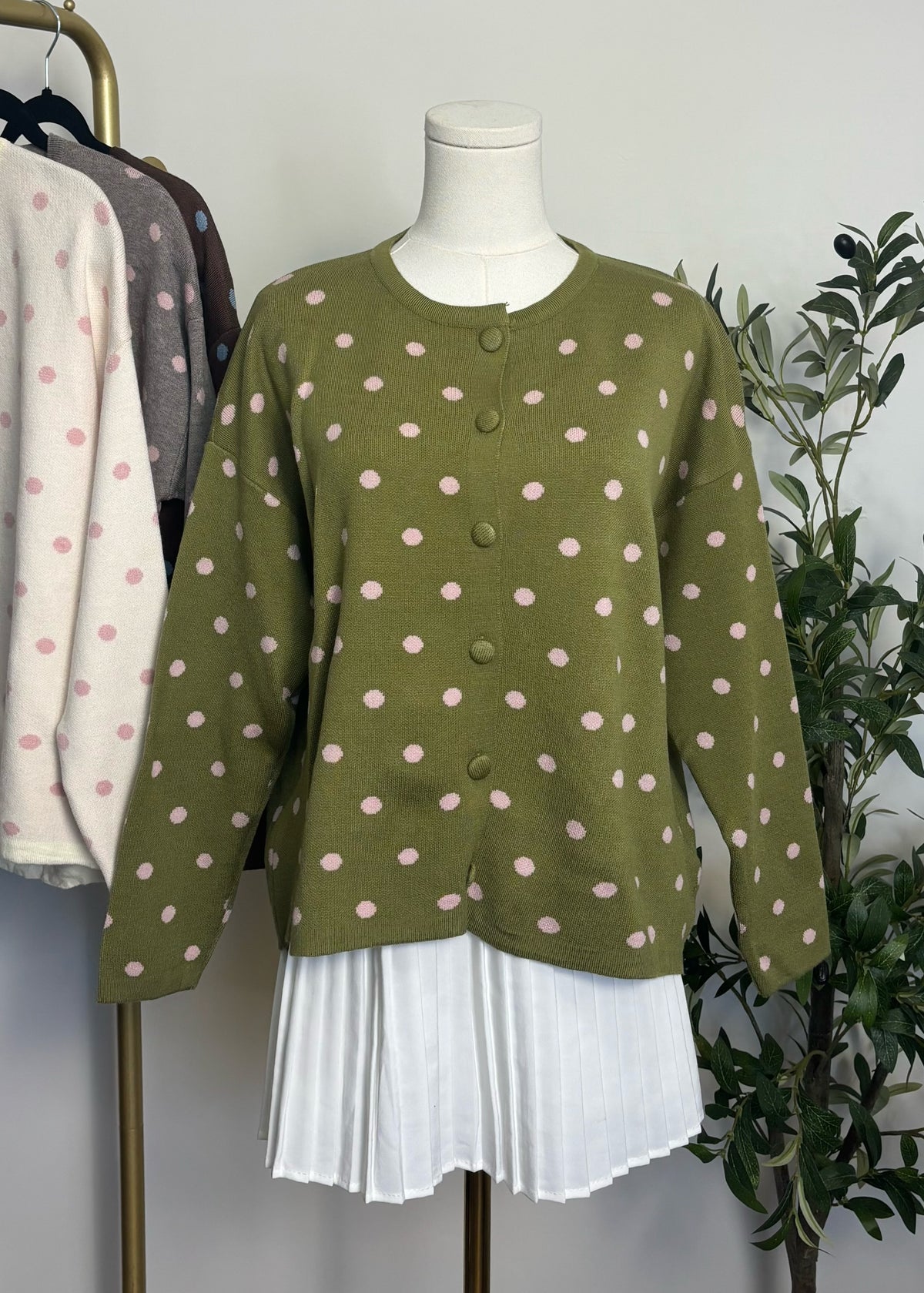 Polka Knit Cardigan