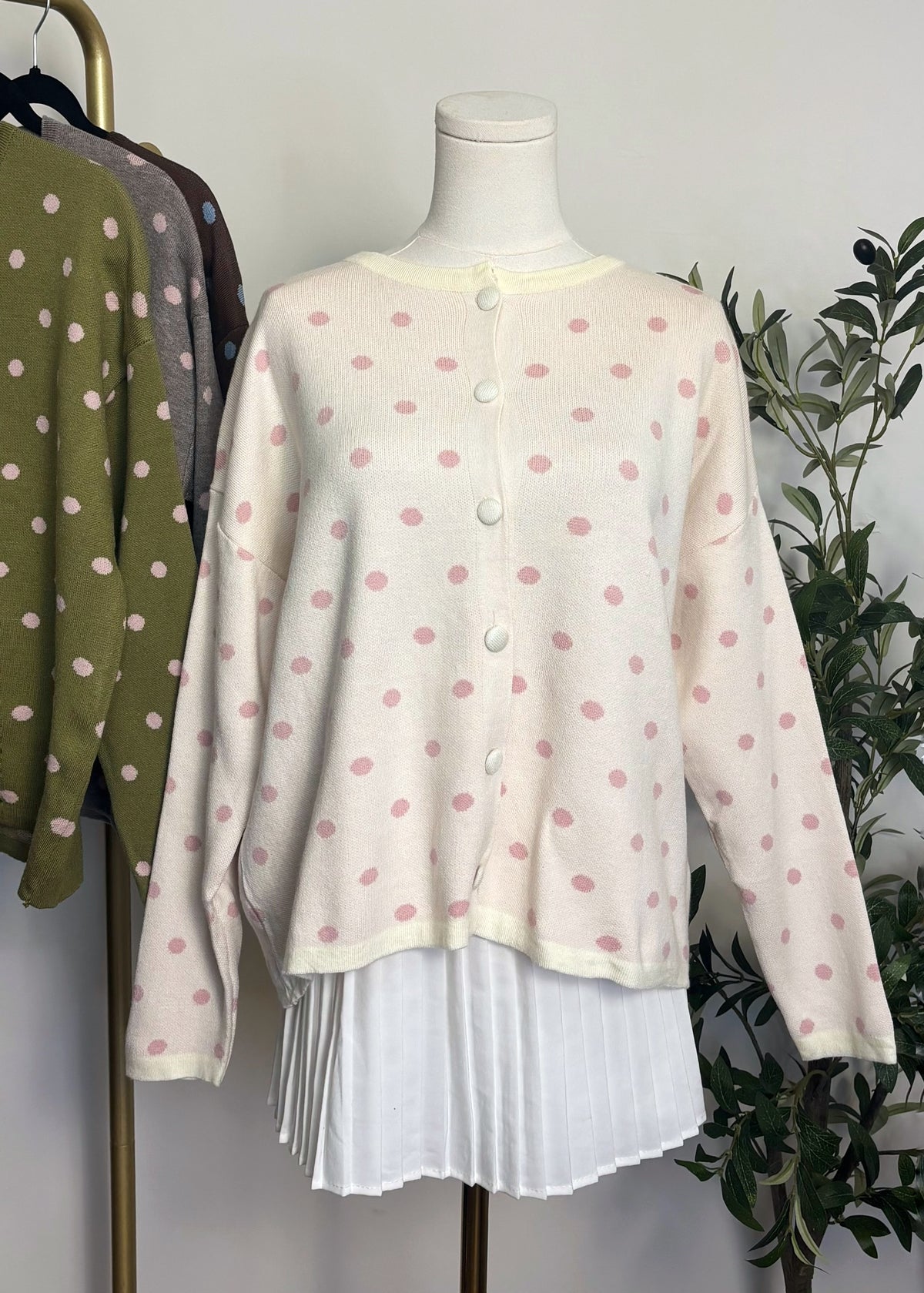 Polka Knit Cardigan