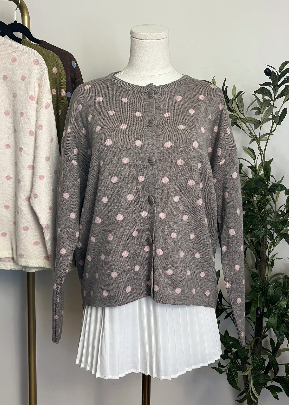 Polka Knit Cardigan