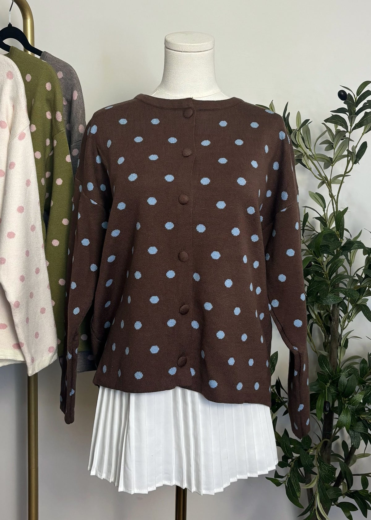 Polka Knit Cardigan