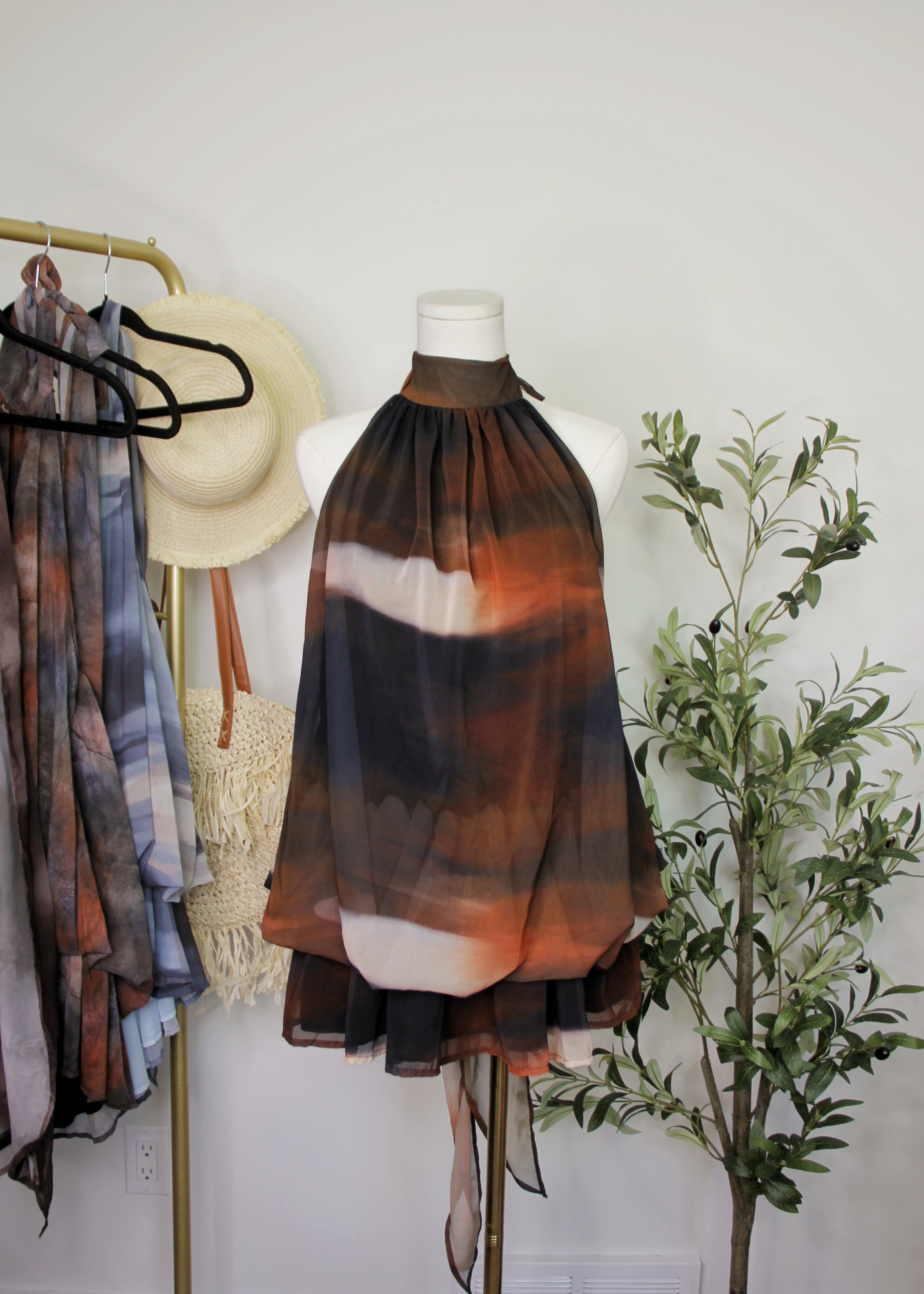 Abstract Halter Dress